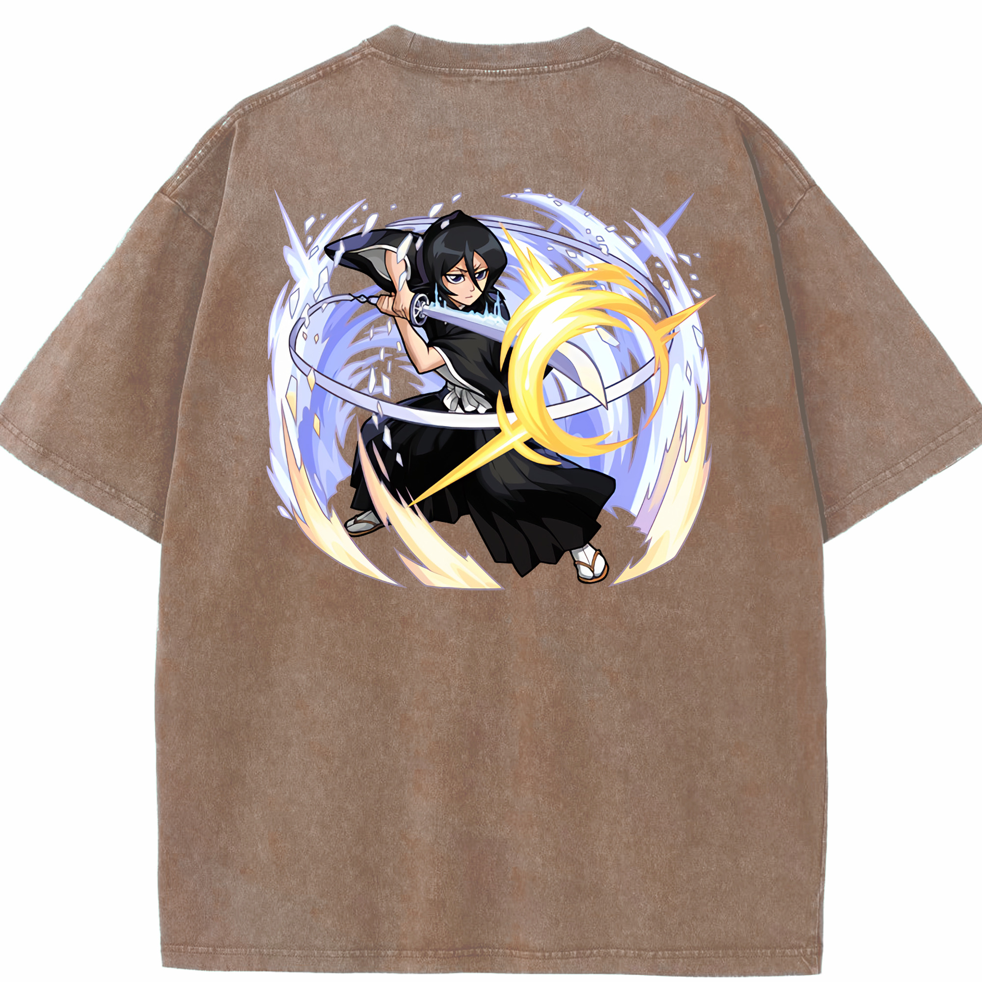（画像用） ブリーチ 朽木ルキア BLEACH Kuchiki Rukia 綿100% ヴィンテージ風 半袖Tシャツ（背面プリント）