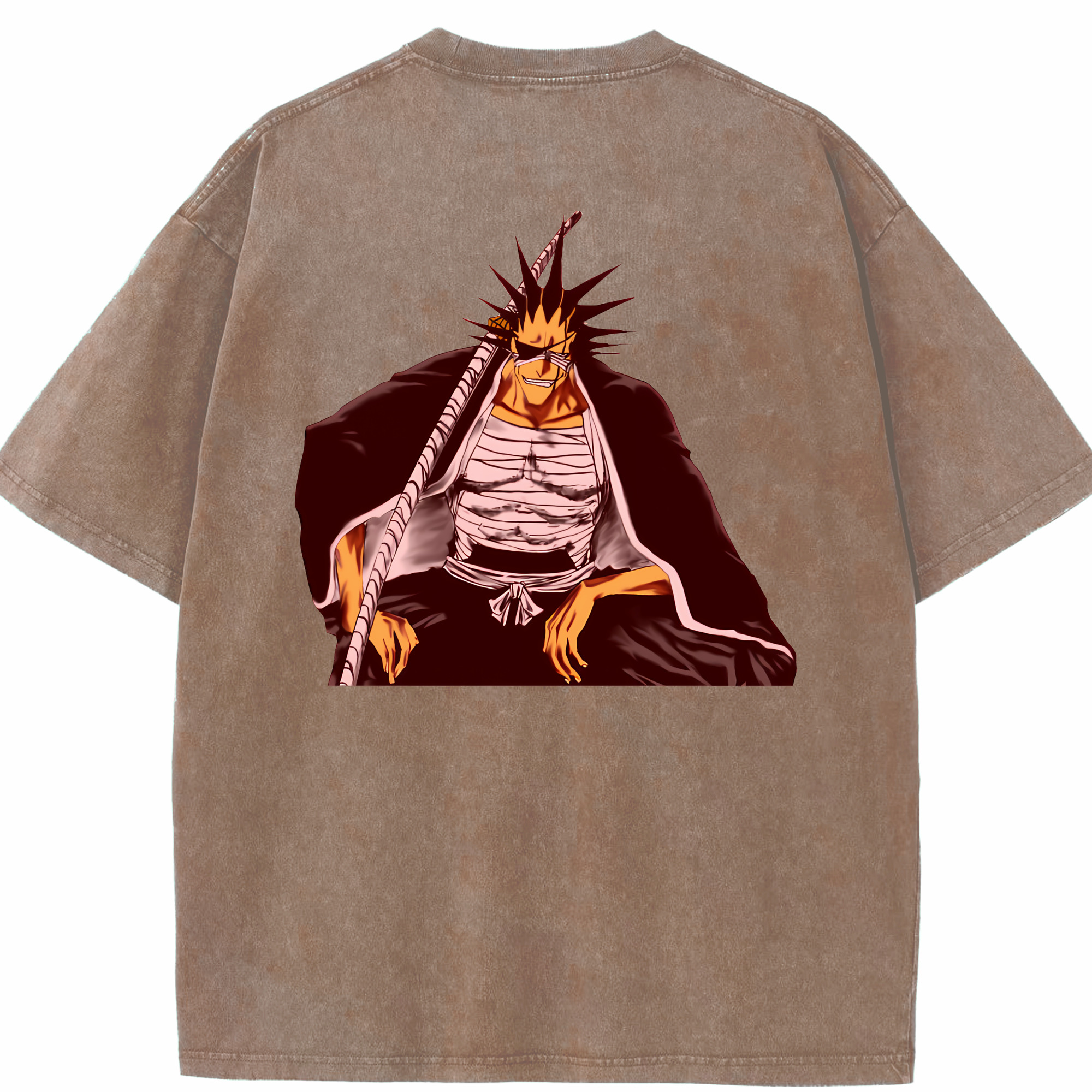 （画像用） ブリーチ ざらき けんぱち BLEACH Zaraki Kenpachi 綿100% ヴィンテージ風 半袖Tシャツ（背面プリント）