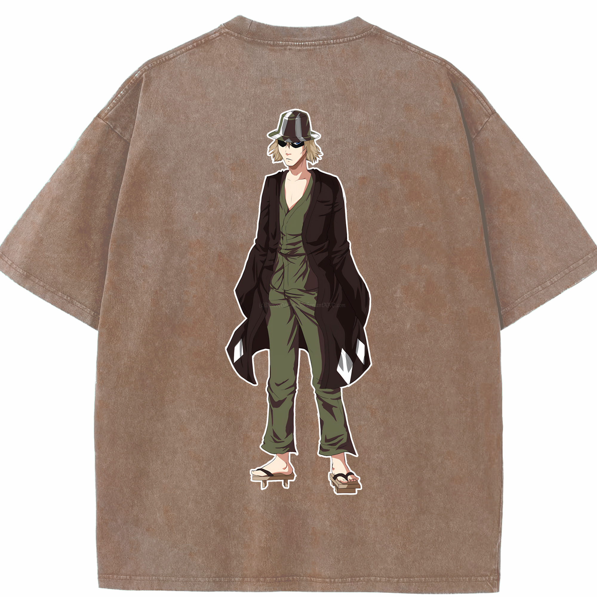 （画像用） "ブリーチ 浦原 喜助（うらはら きすけ） BLEACH Urahara Kisuke " 綿100% ヴィンテージ風 半袖Tシャツ（背面プリント）