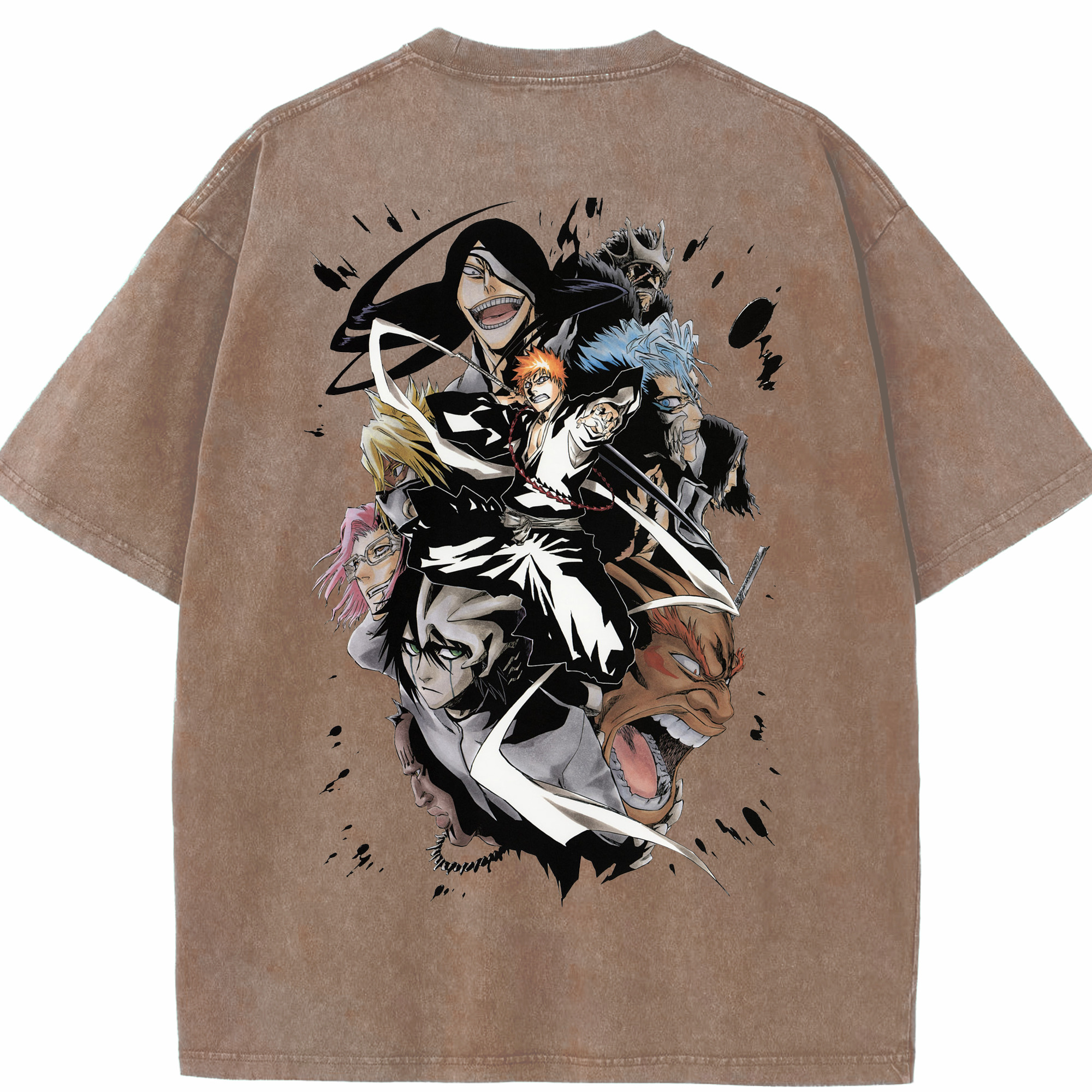 （画像用） ブリーチ 黒崎一護（くろさき いちご）BLEACH Kurosaki Ichigo 綿100% ヴィンテージ風 半袖Tシャツ（背面プリント）