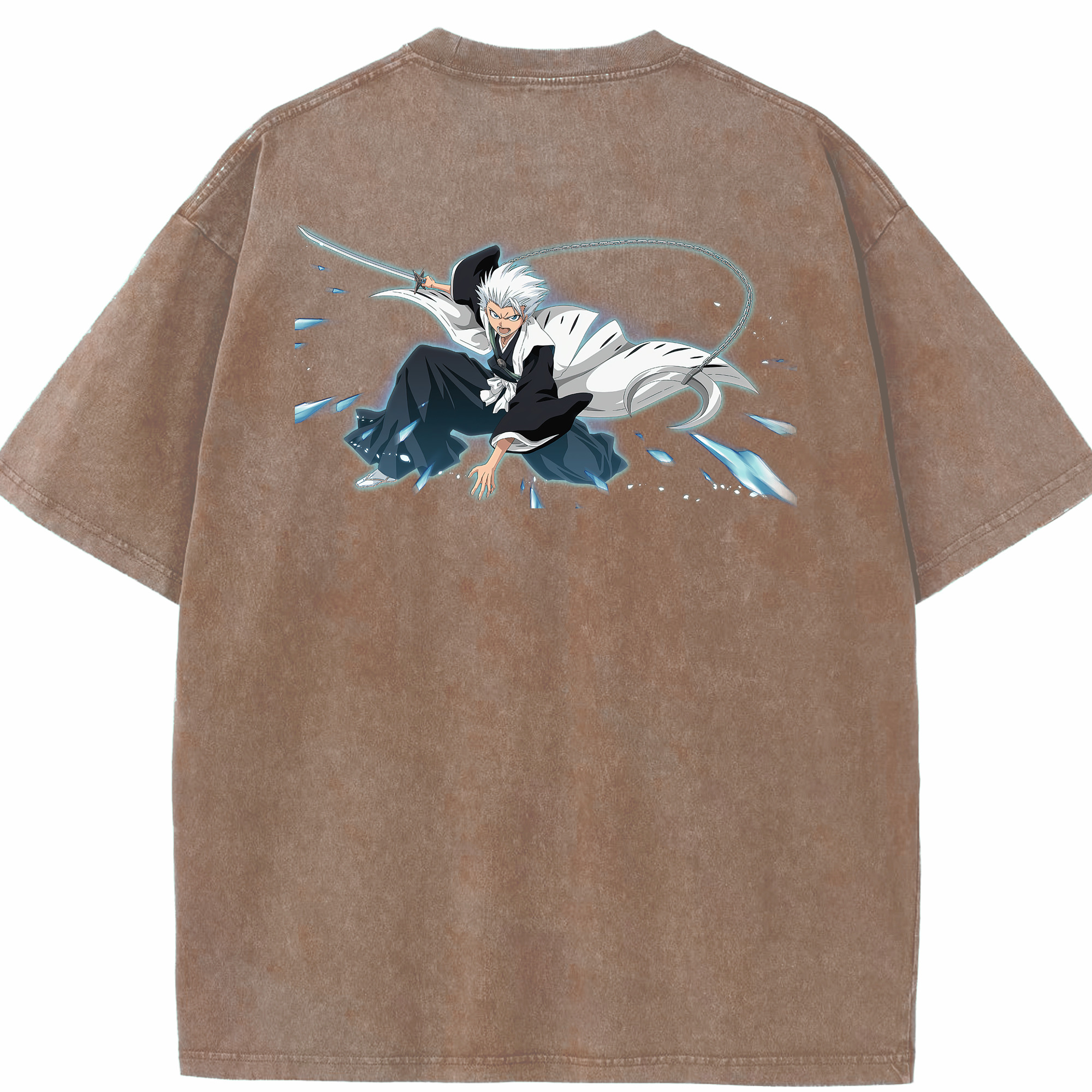 （画像用） ブリーチ 日番谷冬獅郎（ひつがや とうしろう） BLEACH Hitsugaya Toushirou 綿100% ヴィンテージ風 半袖Tシャツ（背面プリント）