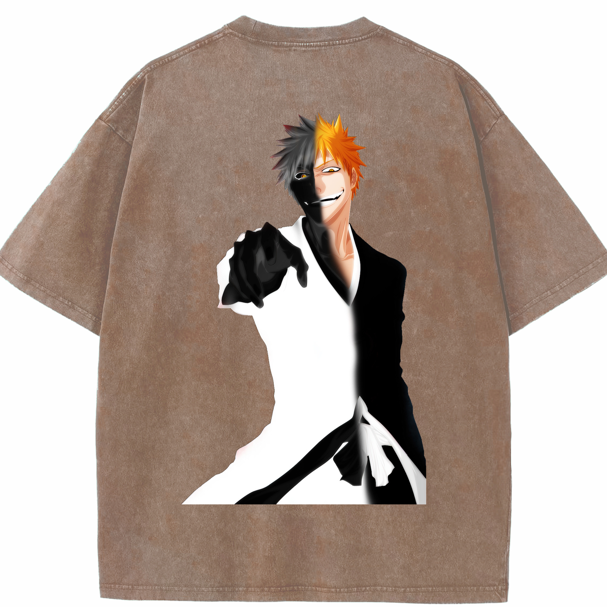 （画像用） ブリーチ 黒崎一護（くろさき いちご）BLEACH Kurosaki Ichigo 綿100% ヴィンテージ風 半袖Tシャツ（背面プリント）