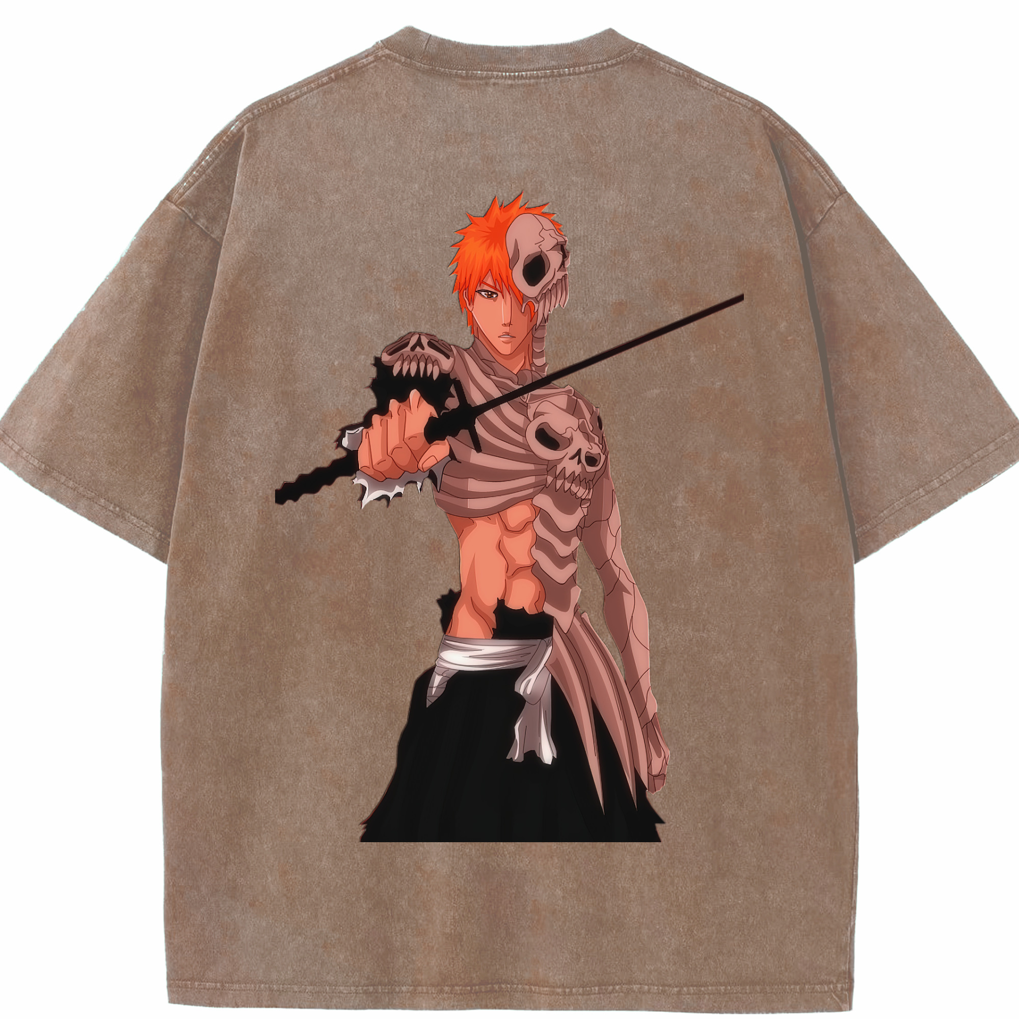 （画像用） ブリーチ 黒崎一護（くろさき いちご）BLEACH Kurosaki Ichigo 綿100% ヴィンテージ風 半袖Tシャツ（背面プリント）