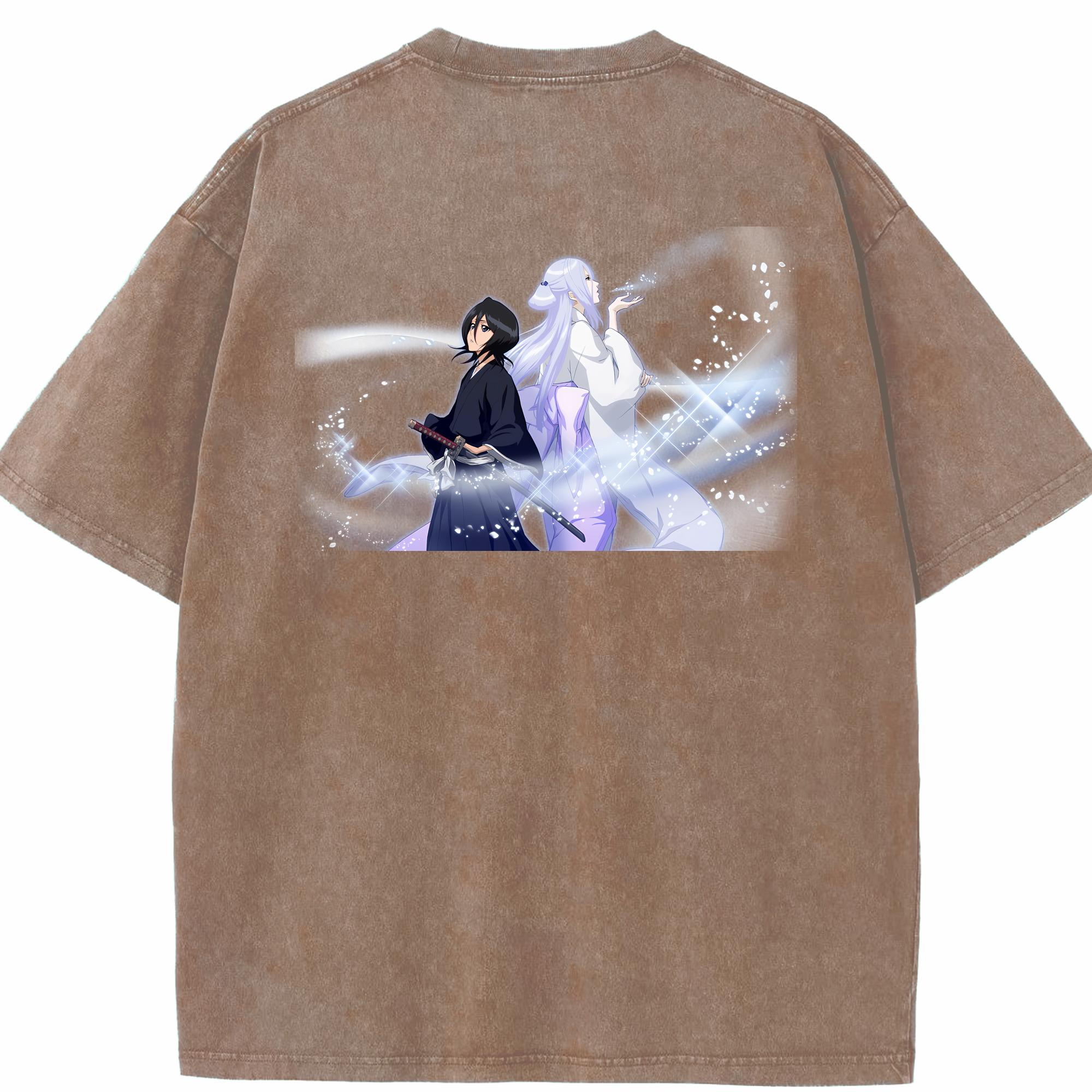 （画像用） ブリーチ 朽木ルキア BLEACH Kuchiki Rukia 綿100% ヴィンテージ風 半袖Tシャツ（背面プリント）