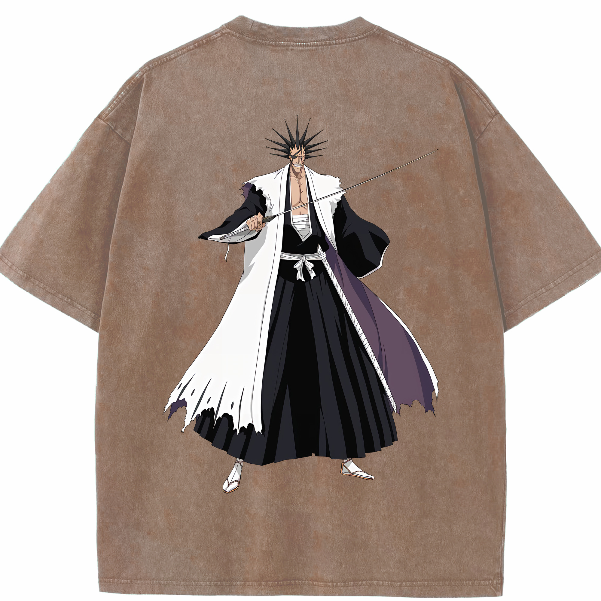 （画像用） ブリーチ ざらき けんぱち BLEACH Zaraki Kenpachi 綿100% ヴィンテージ風 半袖Tシャツ（背面プリント）