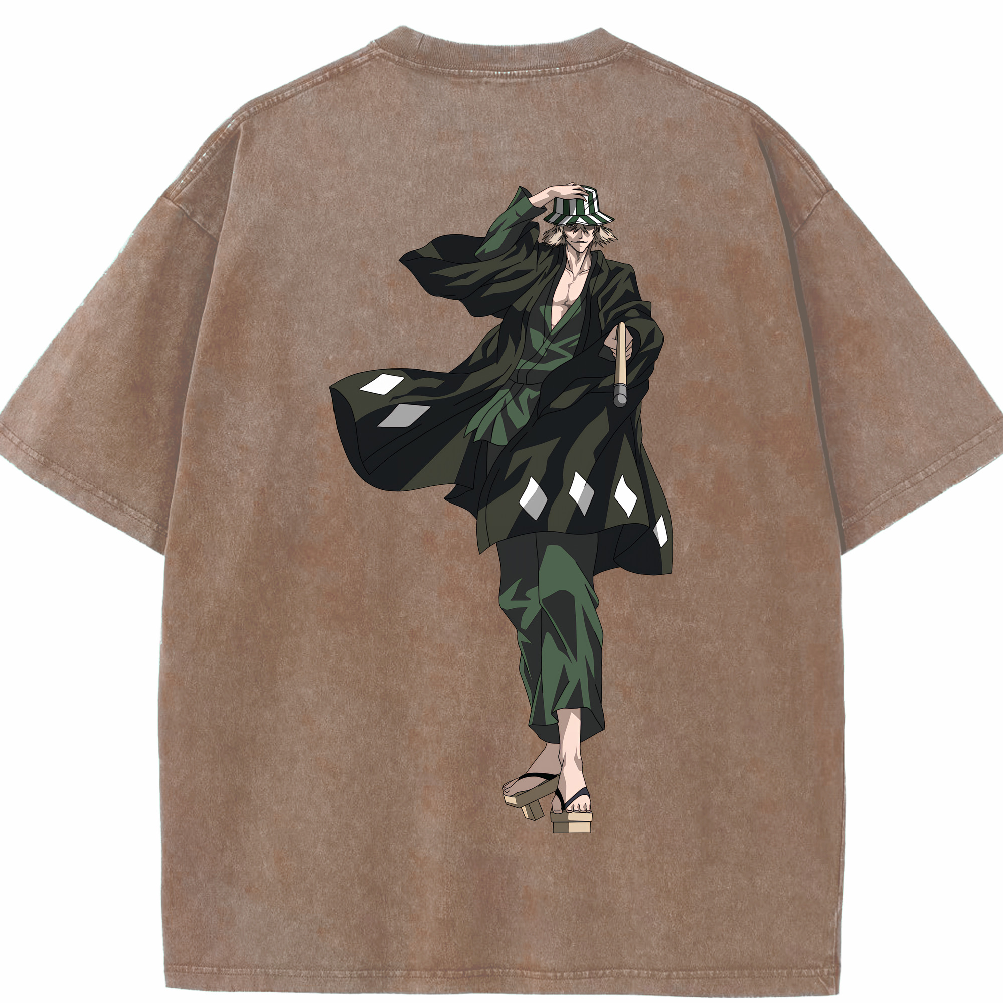 （画像用） "ブリーチ 浦原 喜助（うらはら きすけ） BLEACH Urahara Kisuke " 綿100% ヴィンテージ風 半袖Tシャツ（背面プリント）