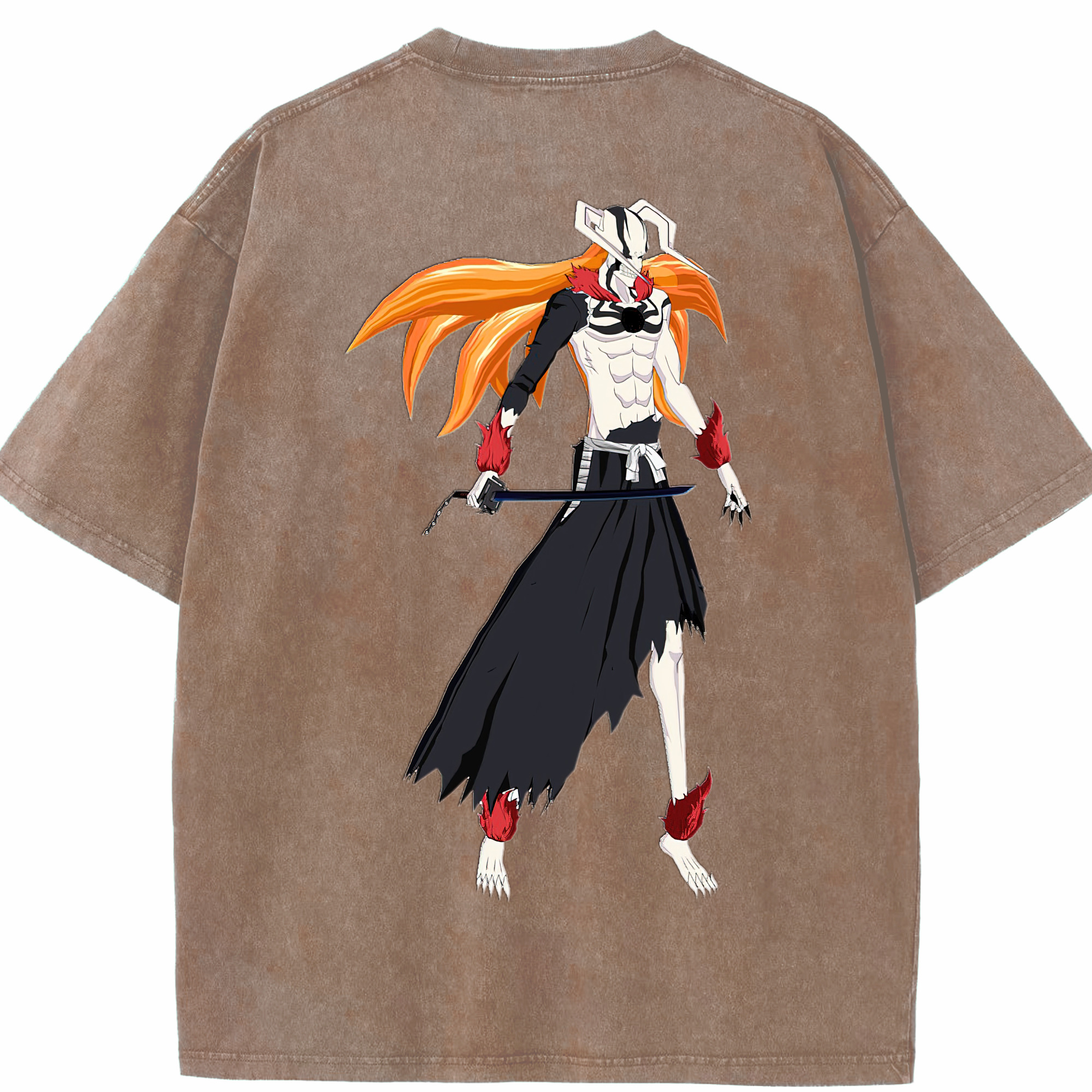 （画像用） ブリーチ 黒崎一護（くろさき いちご）BLEACH Kurosaki Ichigo 綿100% ヴィンテージ風 半袖Tシャツ（背面プリント）
