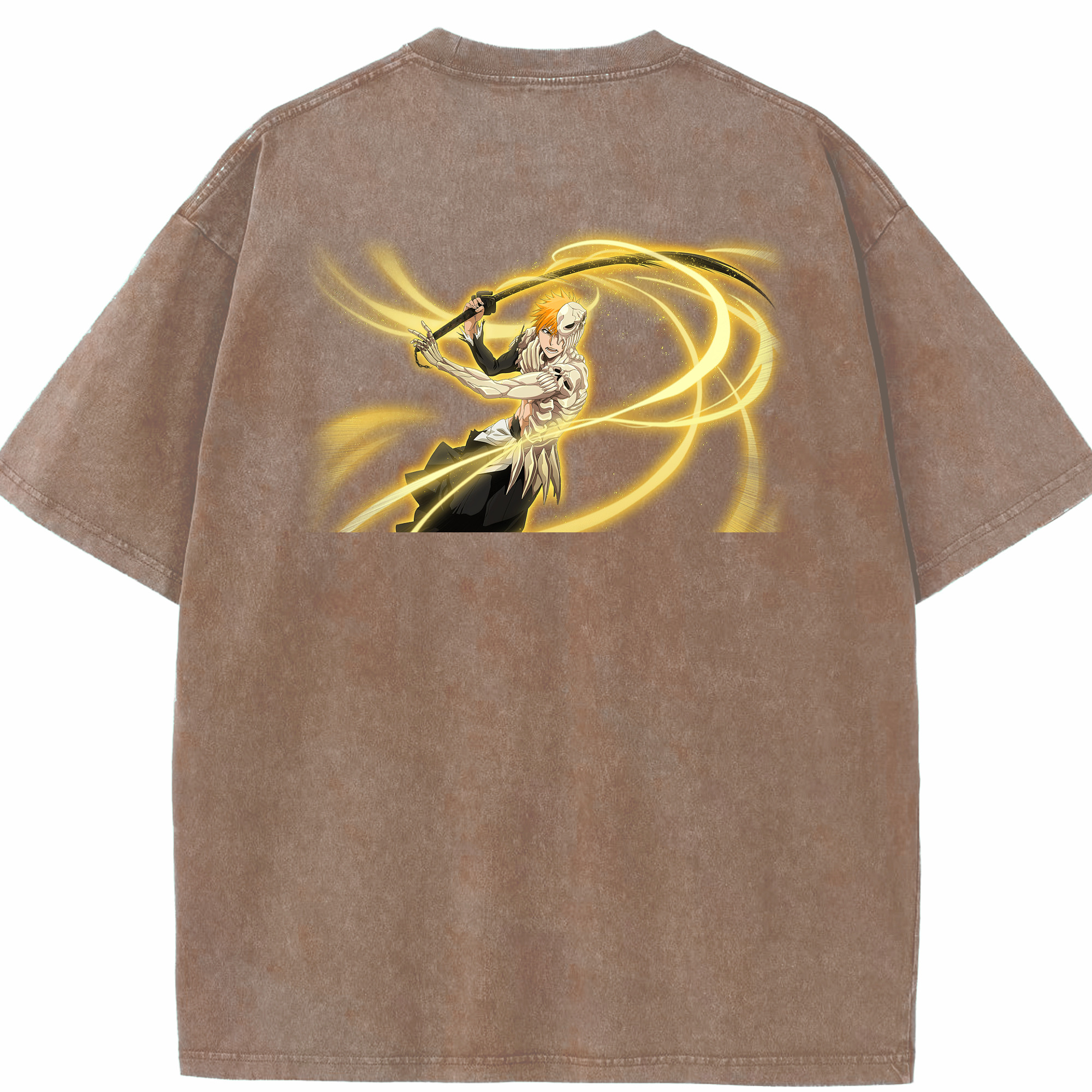 （画像用） ブリーチ 黒崎一護（くろさき いちご）BLEACH Kurosaki Ichigo 綿100% ヴィンテージ風 半袖Tシャツ（背面プリント）