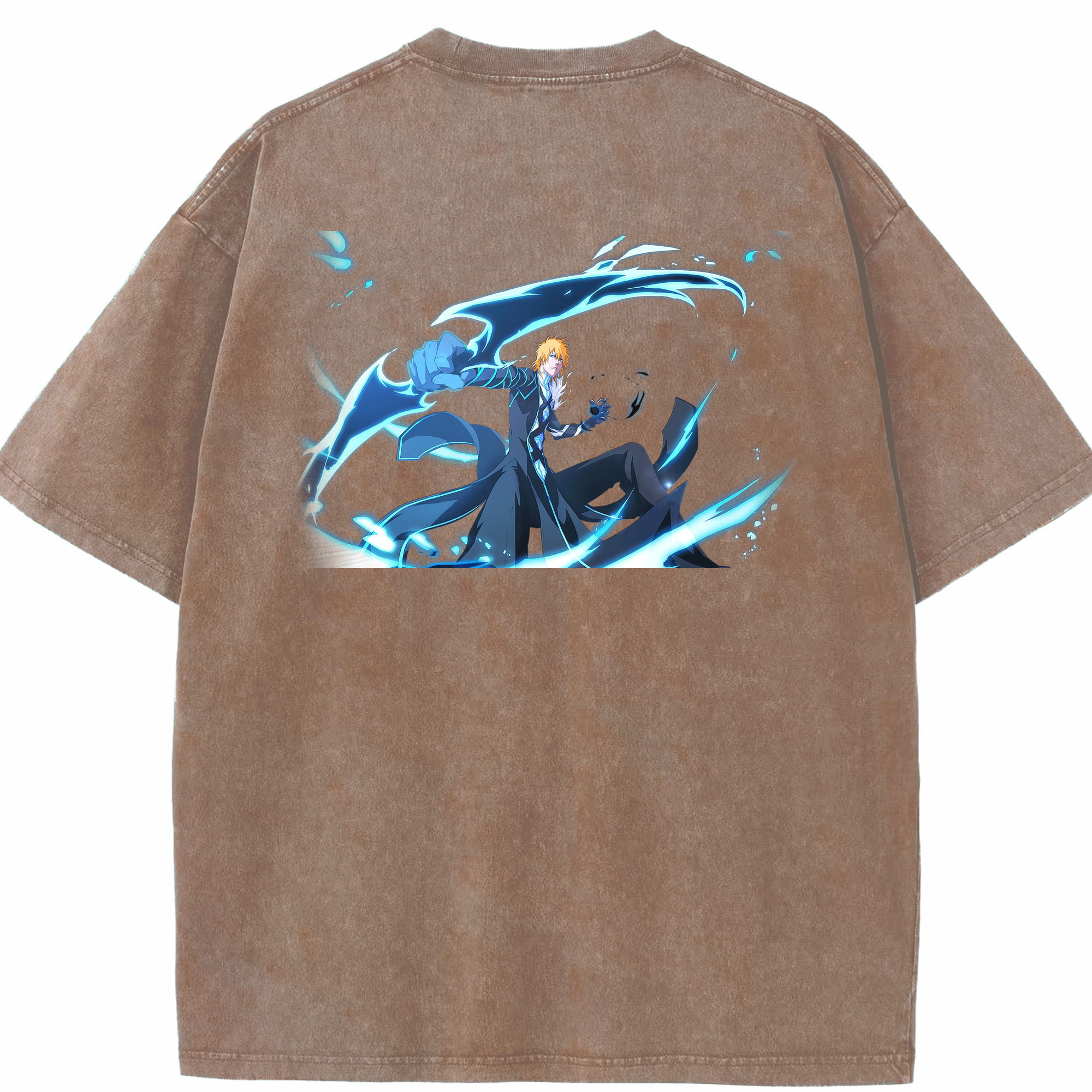 （画像用） ブリーチ 黒崎一護（くろさき いちご）BLEACH Kurosaki Ichigo 綿100% ヴィンテージ風 半袖Tシャツ（背面プリント）