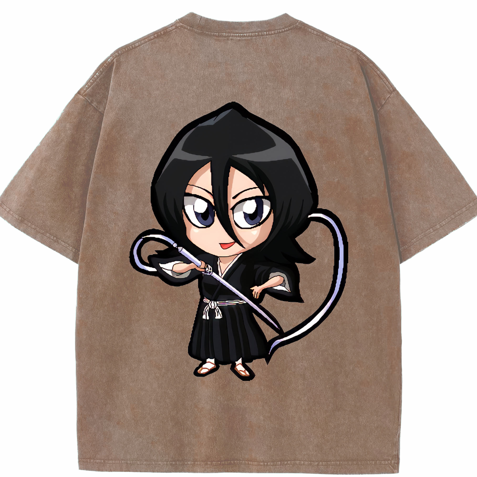 （画像用） ブリーチ 朽木ルキア BLEACH Kuchiki Rukia 綿100% ヴィンテージ風 半袖Tシャツ（背面プリント）