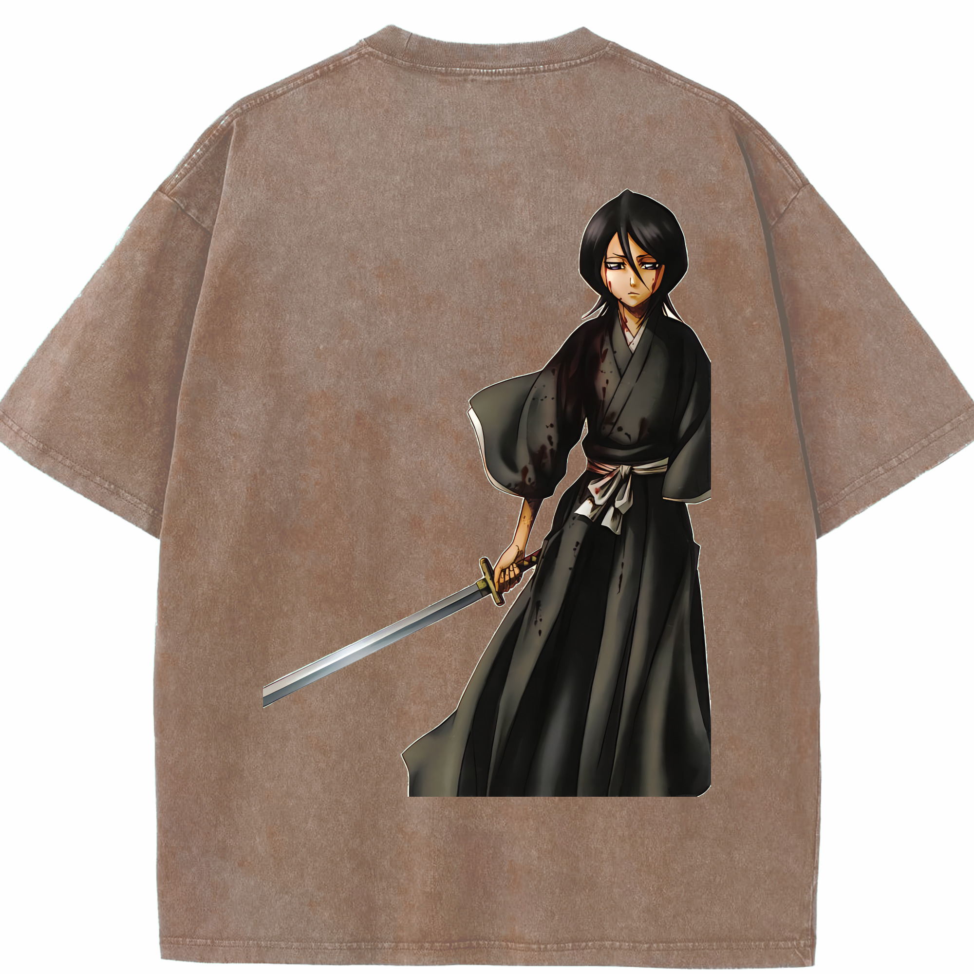 （画像用） ブリーチ 朽木ルキア BLEACH Kuchiki Rukia 綿100% ヴィンテージ風 半袖Tシャツ（背面プリント）