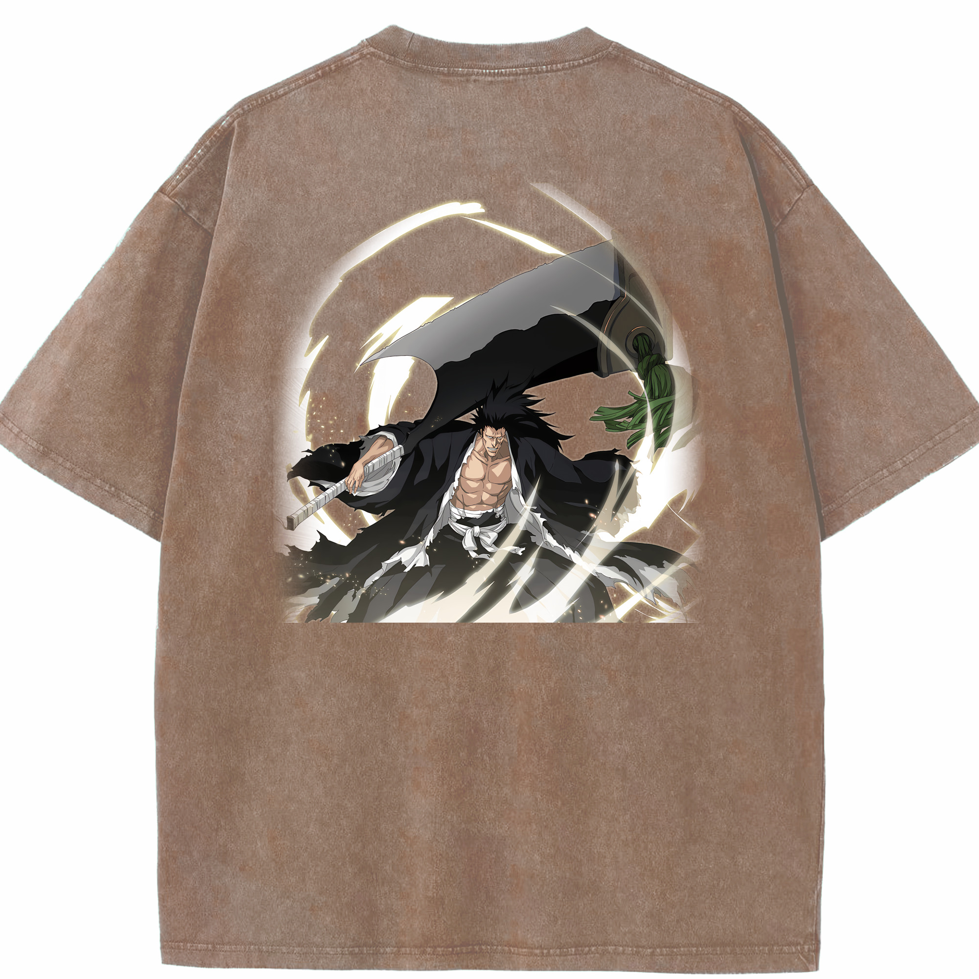 （画像用） ブリーチ ざらき けんぱち BLEACH Zaraki Kenpachi 綿100% ヴィンテージ風 半袖Tシャツ（背面プリント）