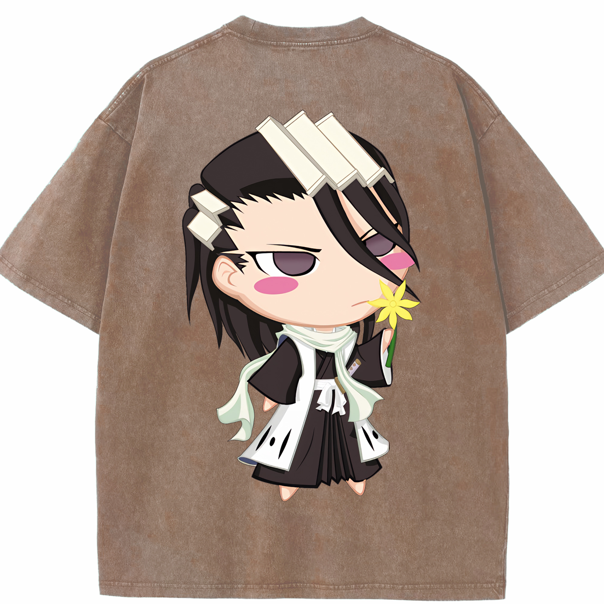 （画像用） ブリーチ くちき びゃくや BLEACH Kuchiki Byakuya 綿100% ヴィンテージ風 半袖Tシャツ（背面プリント）