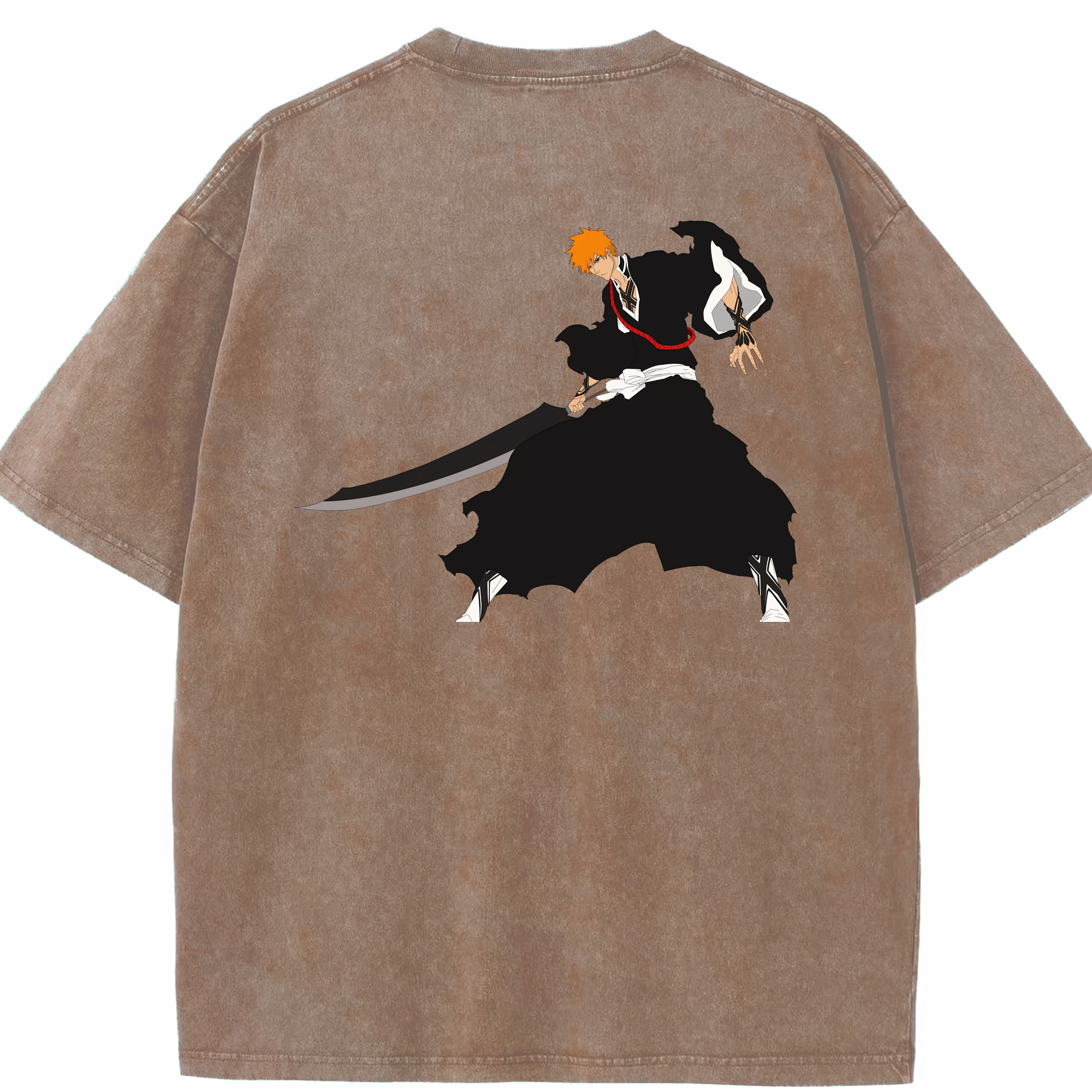 （画像用） ブリーチ 黒崎一護（くろさき いちご）BLEACH Kurosaki Ichigo 綿100% ヴィンテージ風 半袖Tシャツ（背面プリント）