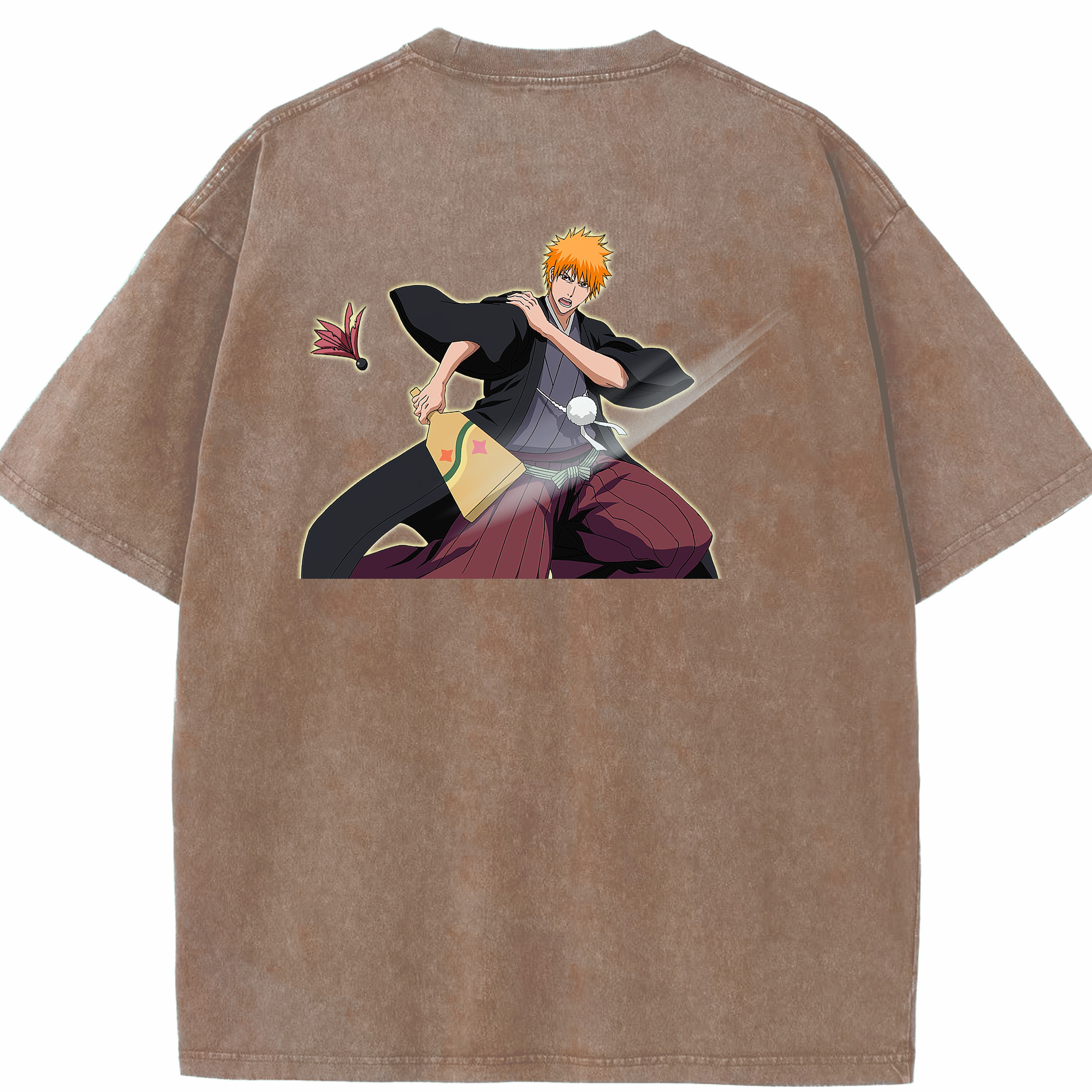 （画像用） ブリーチ 黒崎一護（くろさき いちご）BLEACH Kurosaki Ichigo 綿100% ヴィンテージ風 半袖Tシャツ（背面プリント）