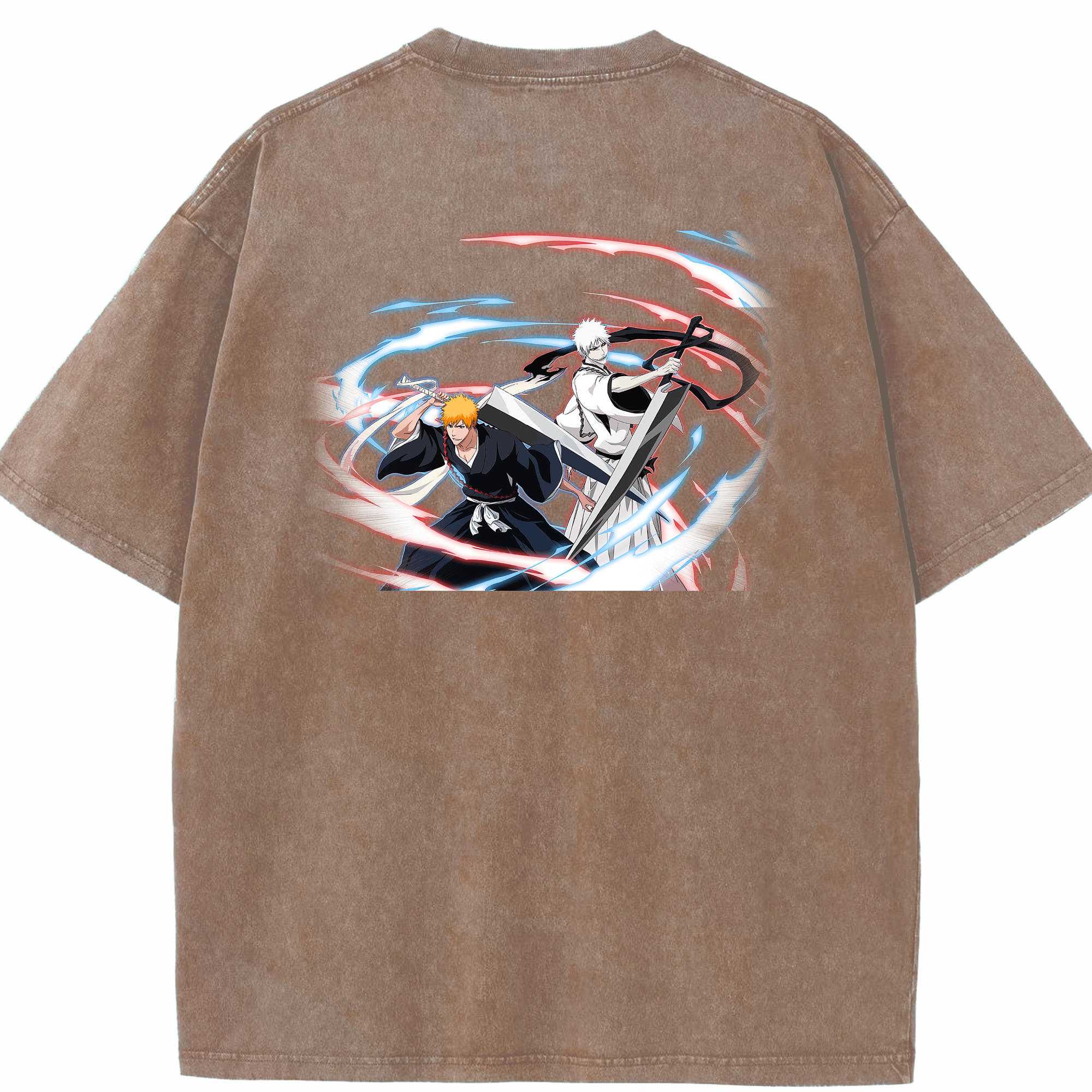 （画像用） ブリーチ 黒崎一護（くろさき いちご）BLEACH Kurosaki Ichigo 綿100% ヴィンテージ風 半袖Tシャツ（背面プリント）