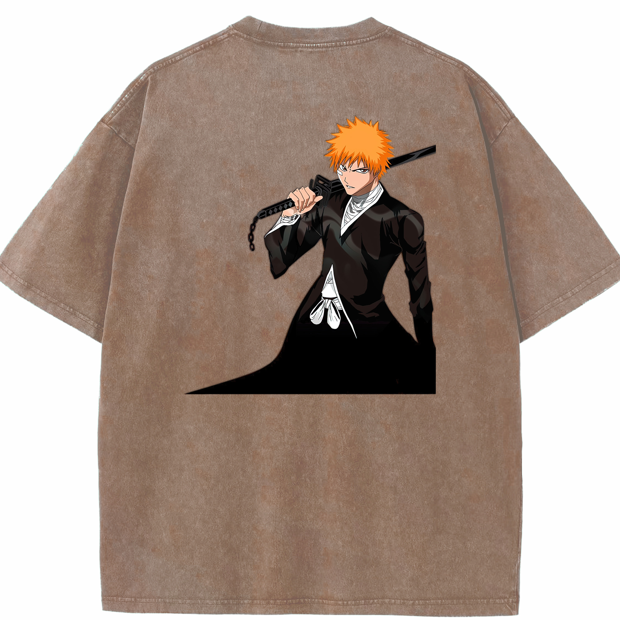 （画像用） ブリーチ 黒崎一護（くろさき いちご）BLEACH Kurosaki Ichigo 綿100% ヴィンテージ風 半袖Tシャツ（背面プリント）