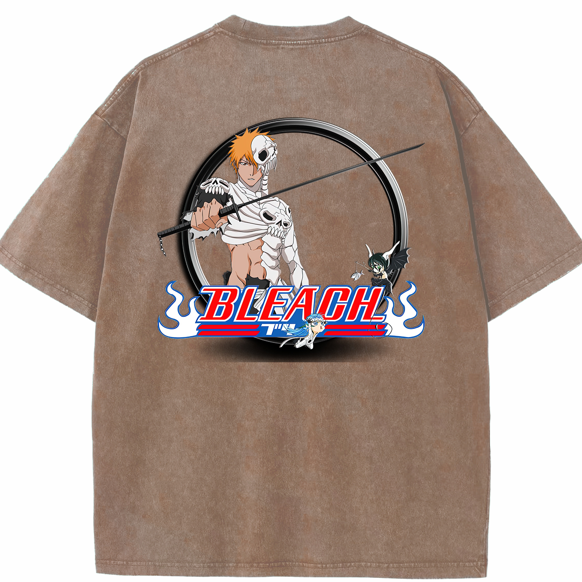 （画像用） ブリーチ 黒崎一護（くろさき いちご）BLEACH Kurosaki Ichigo 綿100% ヴィンテージ風 半袖Tシャツ（背面プリント）