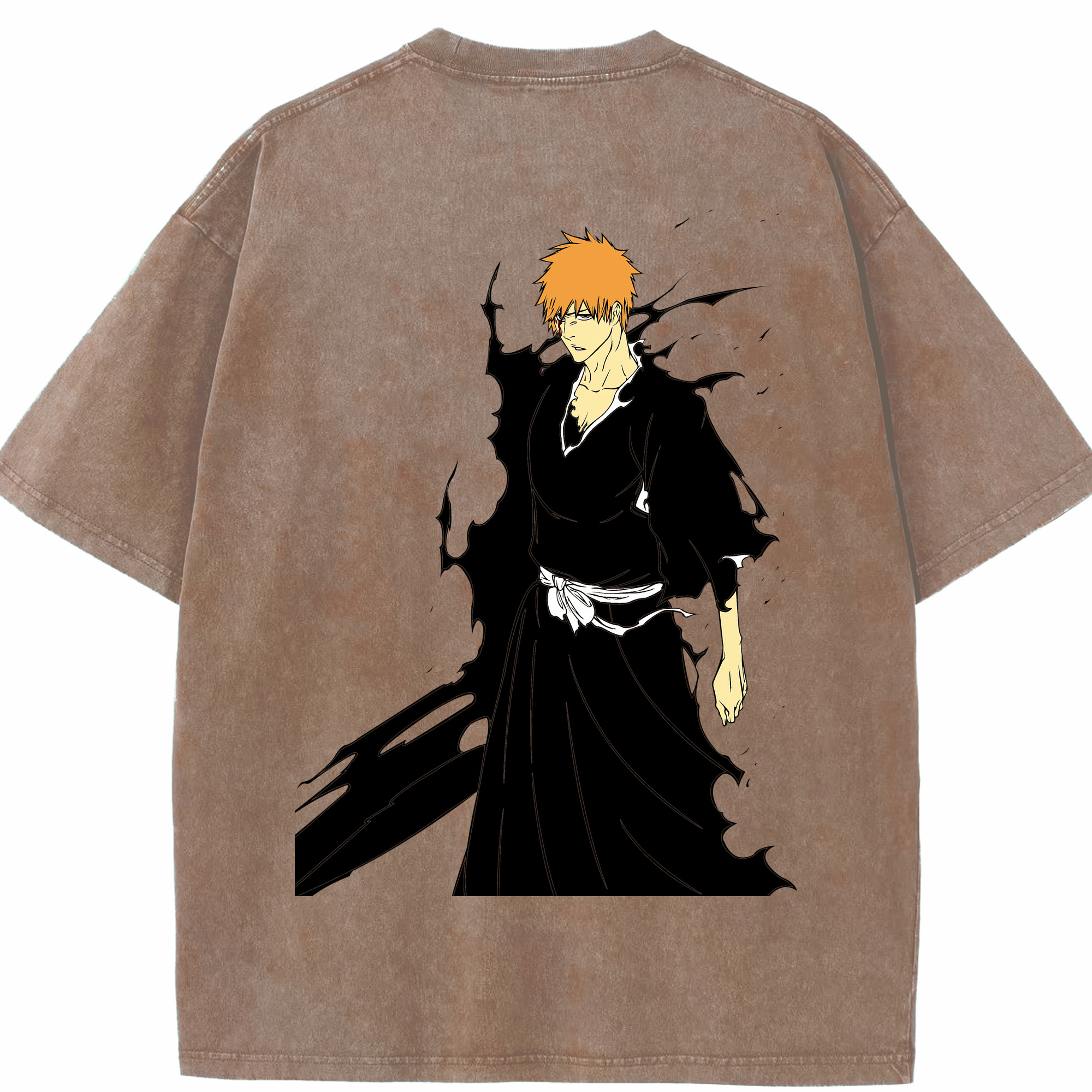 （画像用） ブリーチ 黒崎一護（くろさき いちご）BLEACH Kurosaki Ichigo 綿100% ヴィンテージ風 半袖Tシャツ（背面プリント）
