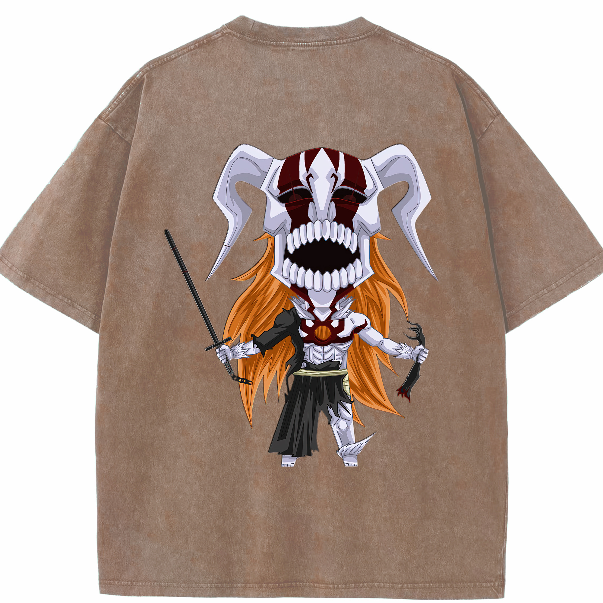 （画像用） ブリーチ 黒崎一護（くろさき いちご）BLEACH Kurosaki Ichigo 綿100% ヴィンテージ風 半袖Tシャツ（背面プリント）