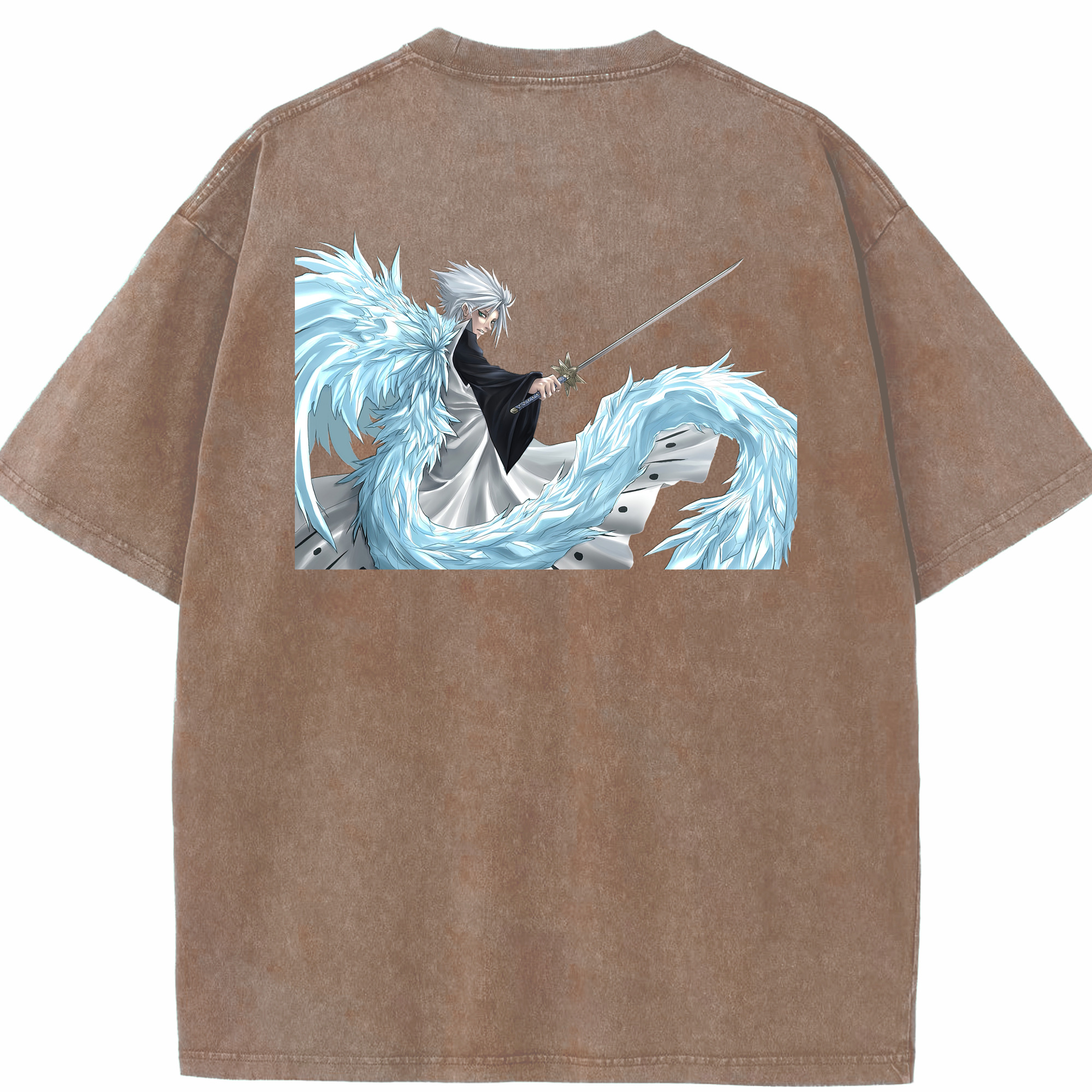 （画像用） ブリーチ 日番谷冬獅郎（ひつがや とうしろう） BLEACH Hitsugaya Toushirou 綿100% ヴィンテージ風 半袖Tシャツ（背面プリント）