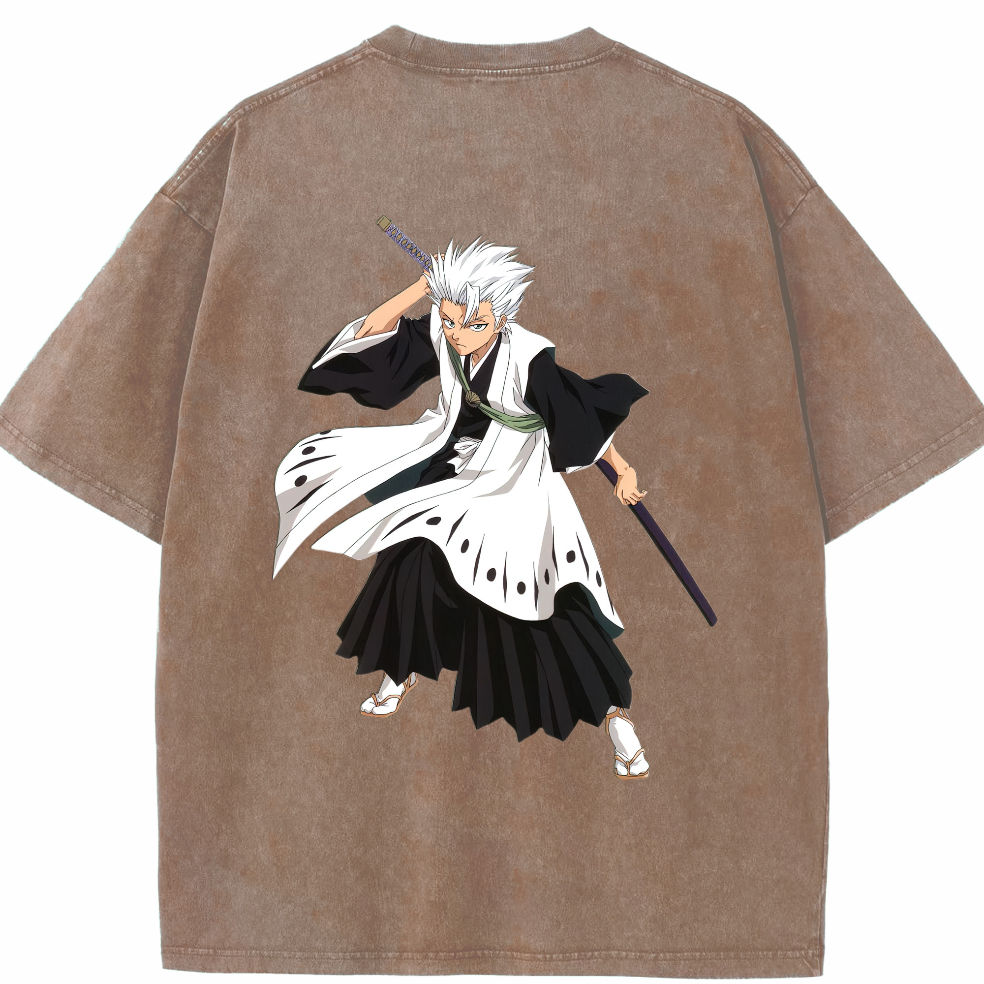 （画像用） ブリーチ 日番谷冬獅郎（ひつがや とうしろう） BLEACH Hitsugaya Toushirou 綿100% ヴィンテージ風 半袖Tシャツ（背面プリント）