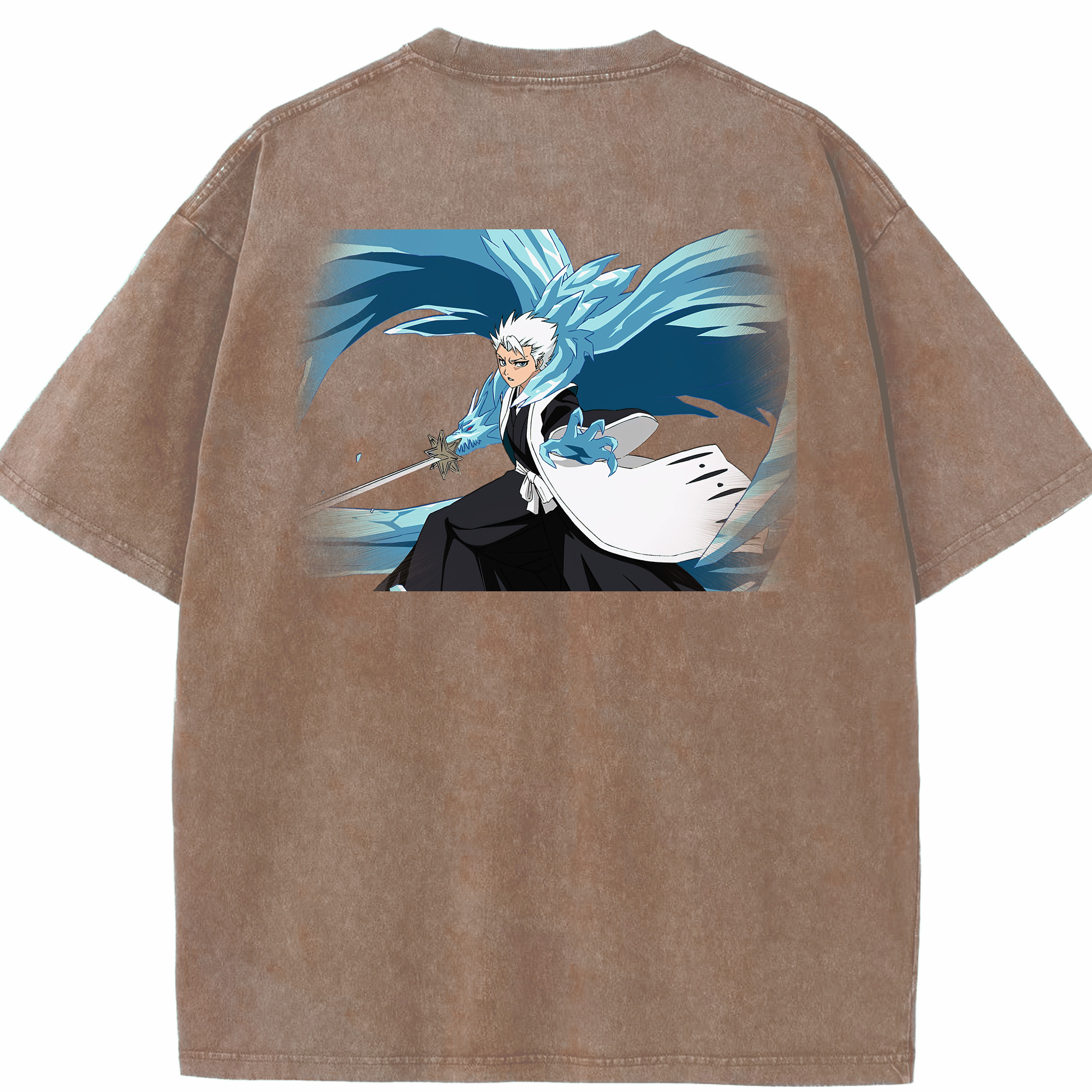 （画像用） ブリーチ 日番谷冬獅郎（ひつがや とうしろう） BLEACH Hitsugaya Toushirou 綿100% ヴィンテージ風 半袖Tシャツ（背面プリント）