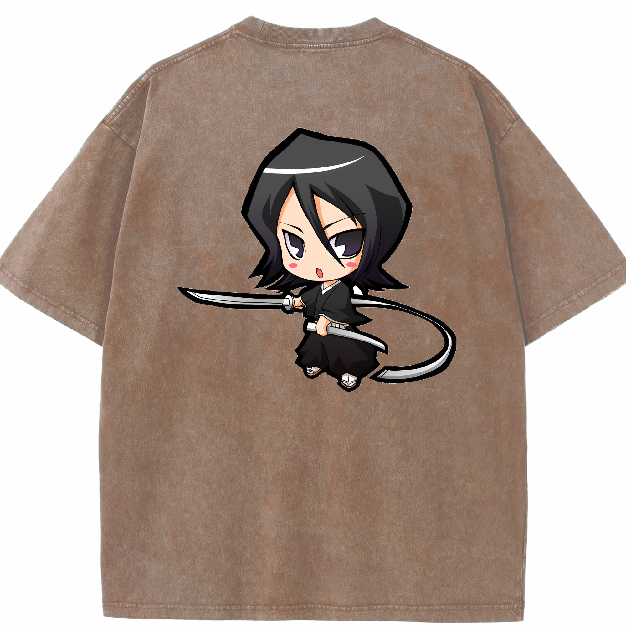 （画像用） ブリーチ 朽木ルキア BLEACH Kuchiki Rukia 綿100% ヴィンテージ風 半袖Tシャツ（背面プリント）
