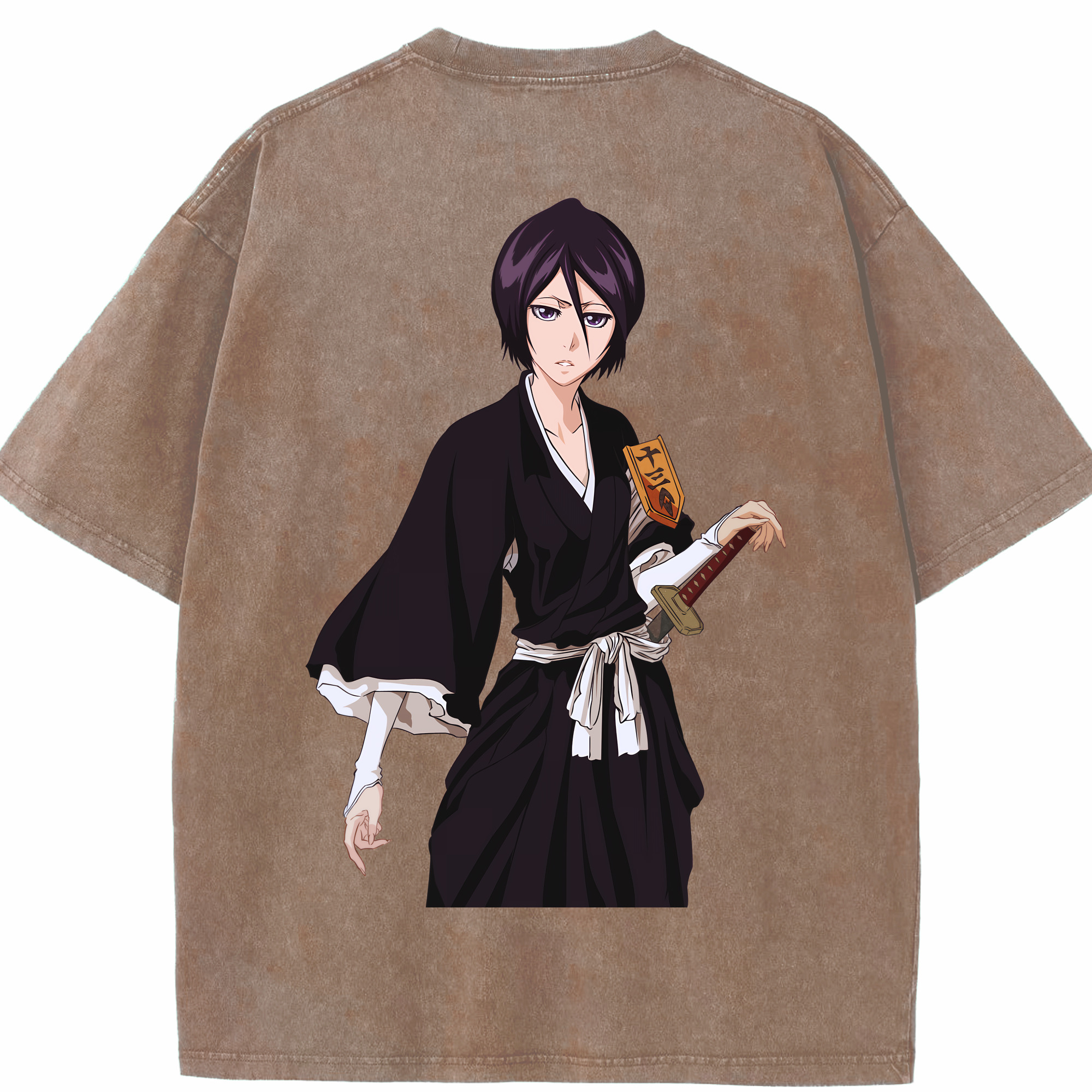 （画像用） ブリーチ 朽木ルキア BLEACH Kuchiki Rukia 綿100% ヴィンテージ風 半袖Tシャツ（背面プリント）