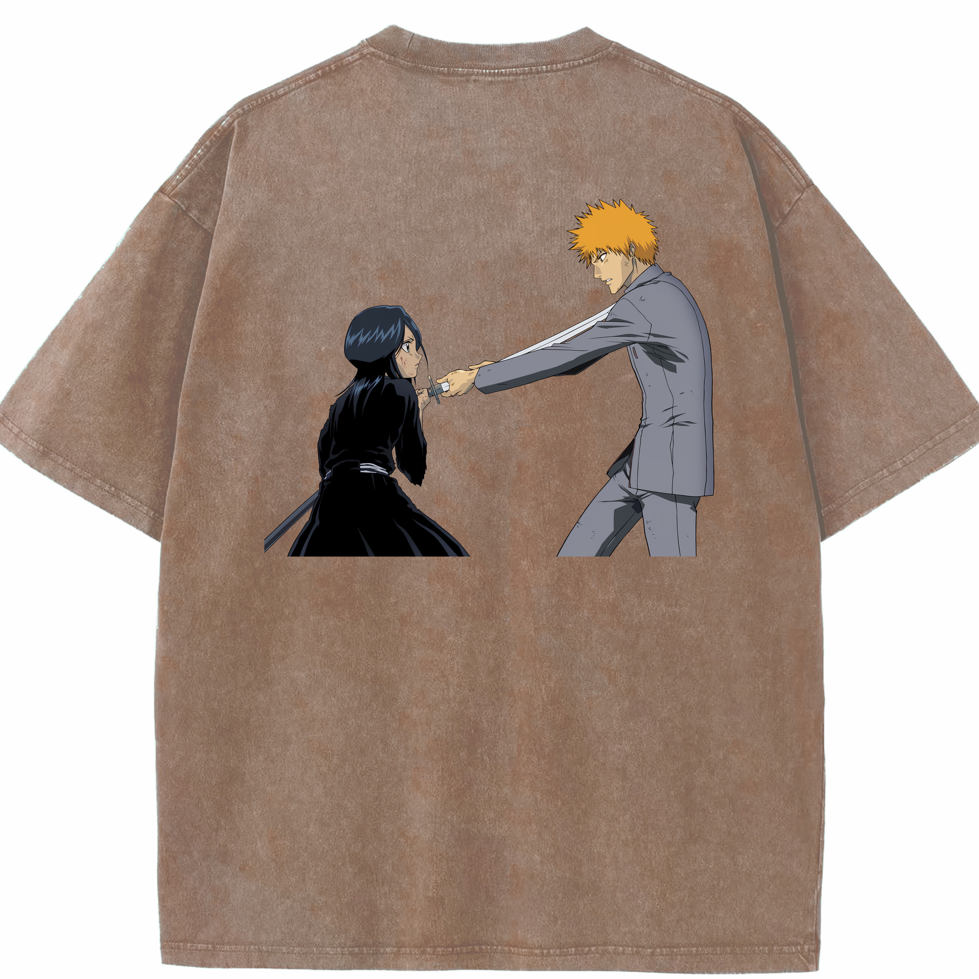 （画像用） ブリーチ 朽木ルキア BLEACH Kuchiki Rukia 綿100% ヴィンテージ風 半袖Tシャツ（背面プリント）
