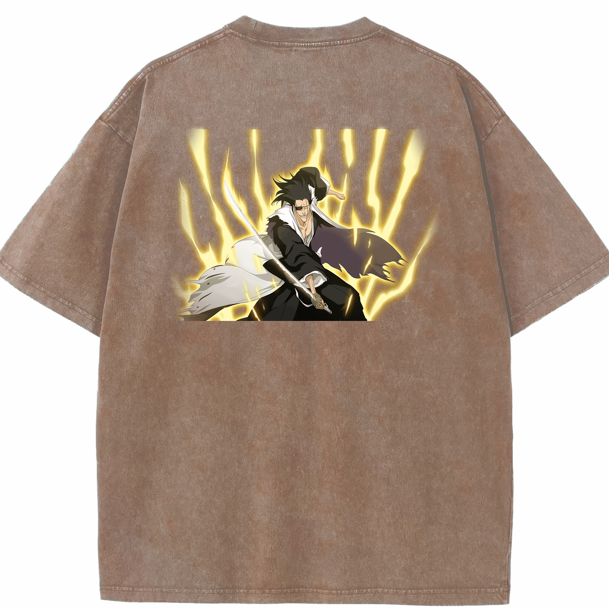 （画像用） ブリーチ ざらき けんぱち BLEACH Zaraki Kenpachi 綿100% ヴィンテージ風 半袖Tシャツ（背面プリント）