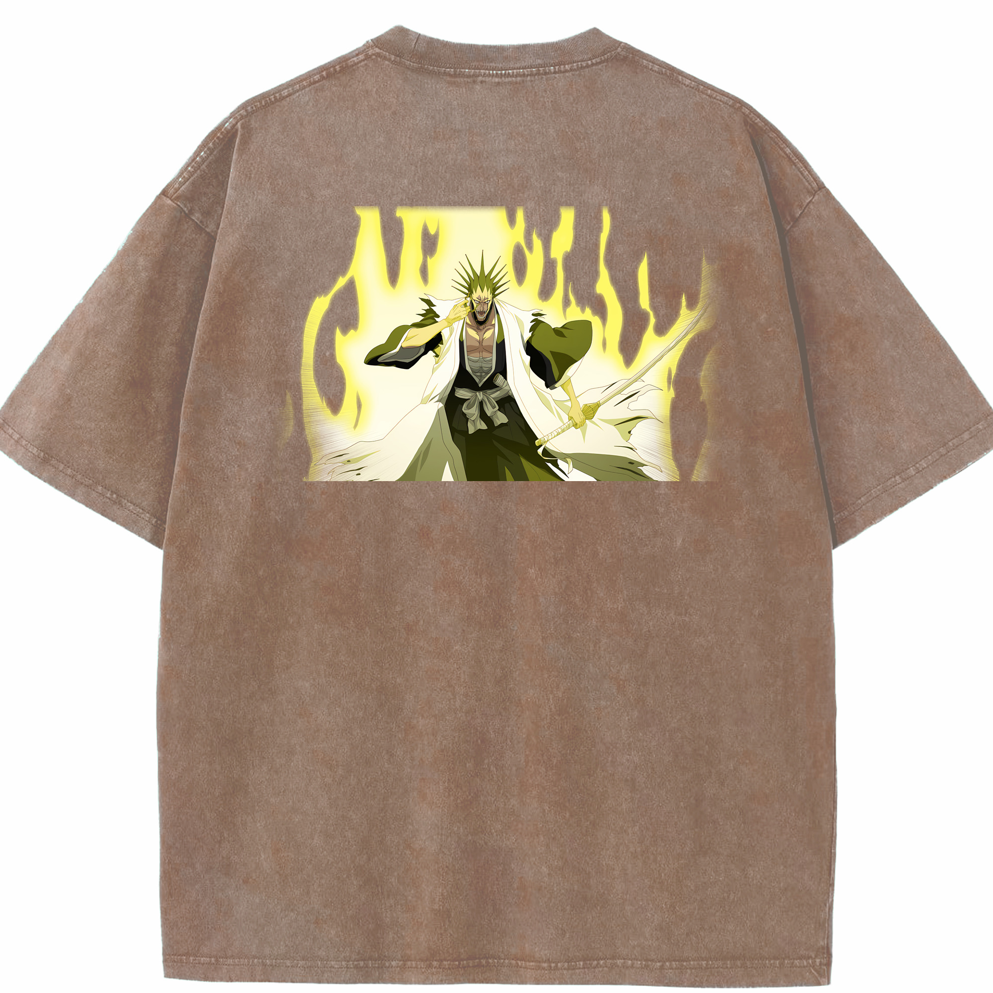 （画像用） ブリーチ ざらき けんぱち BLEACH Zaraki Kenpachi 綿100% ヴィンテージ風 半袖Tシャツ（背面プリント）