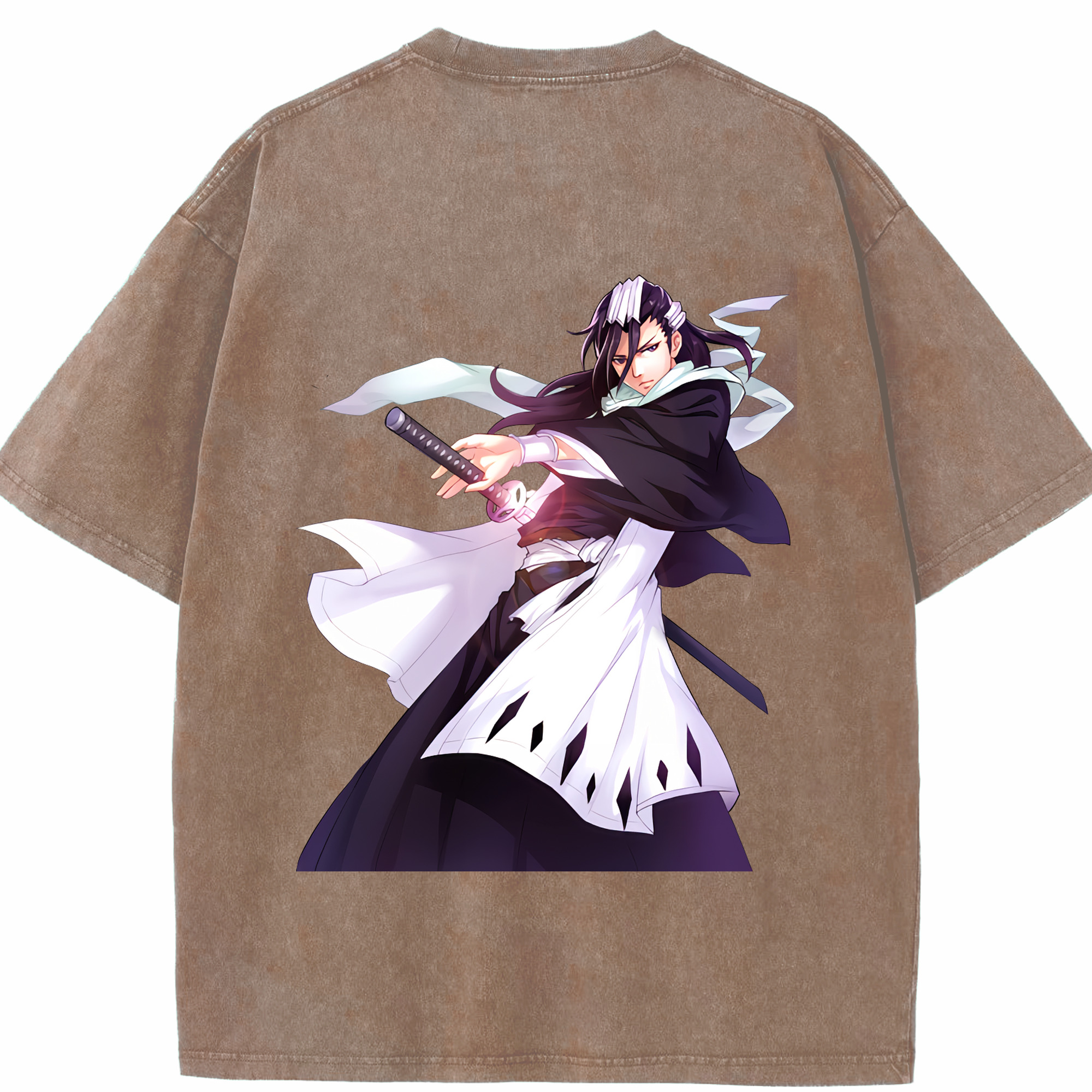（画像用） ブリーチ くちき びゃくや BLEACH Kuchiki Byakuya 綿100% ヴィンテージ風 半袖Tシャツ（背面プリント）