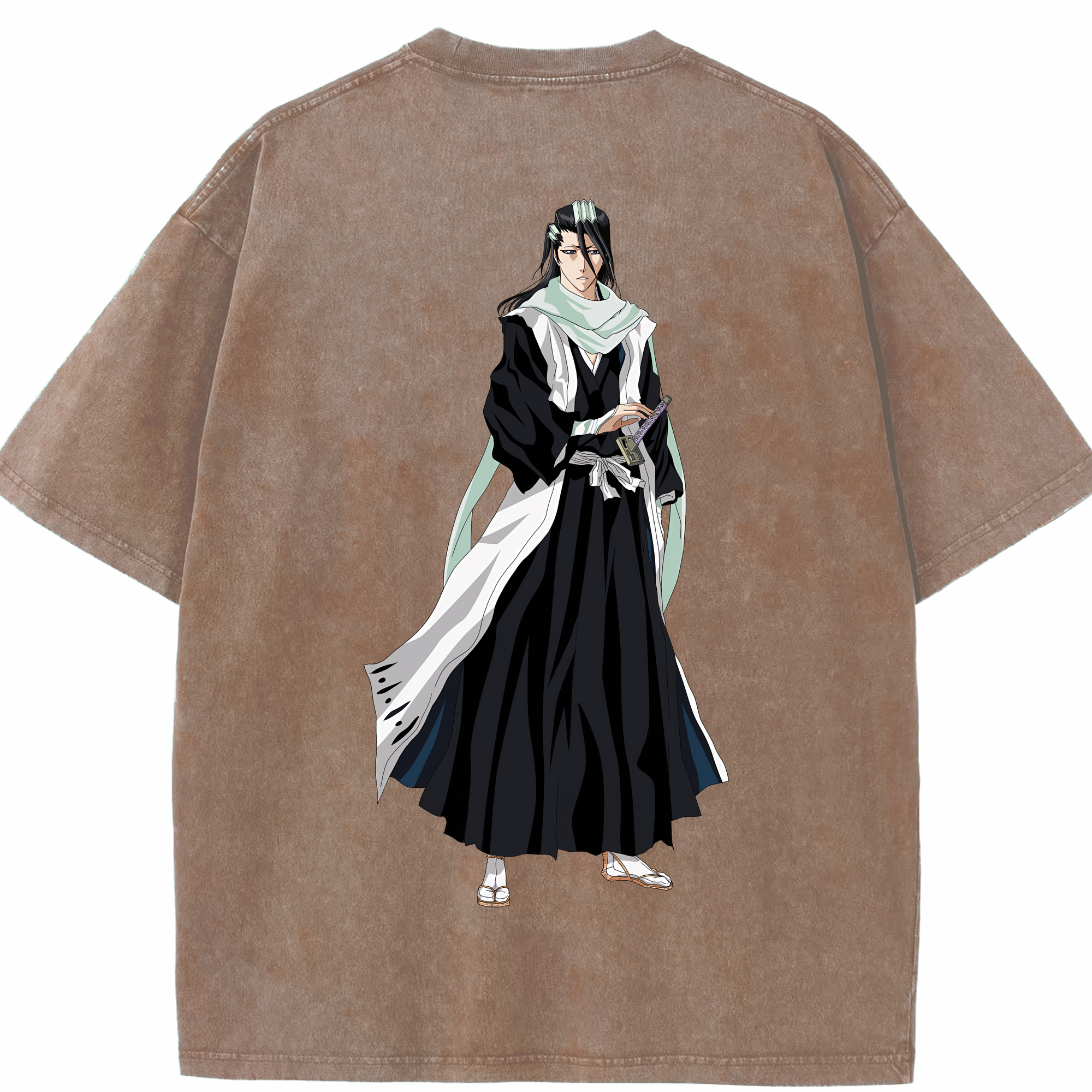 （画像用） ブリーチ くちき びゃくや BLEACH Kuchiki Byakuya 綿100% ヴィンテージ風 半袖Tシャツ（背面プリント）