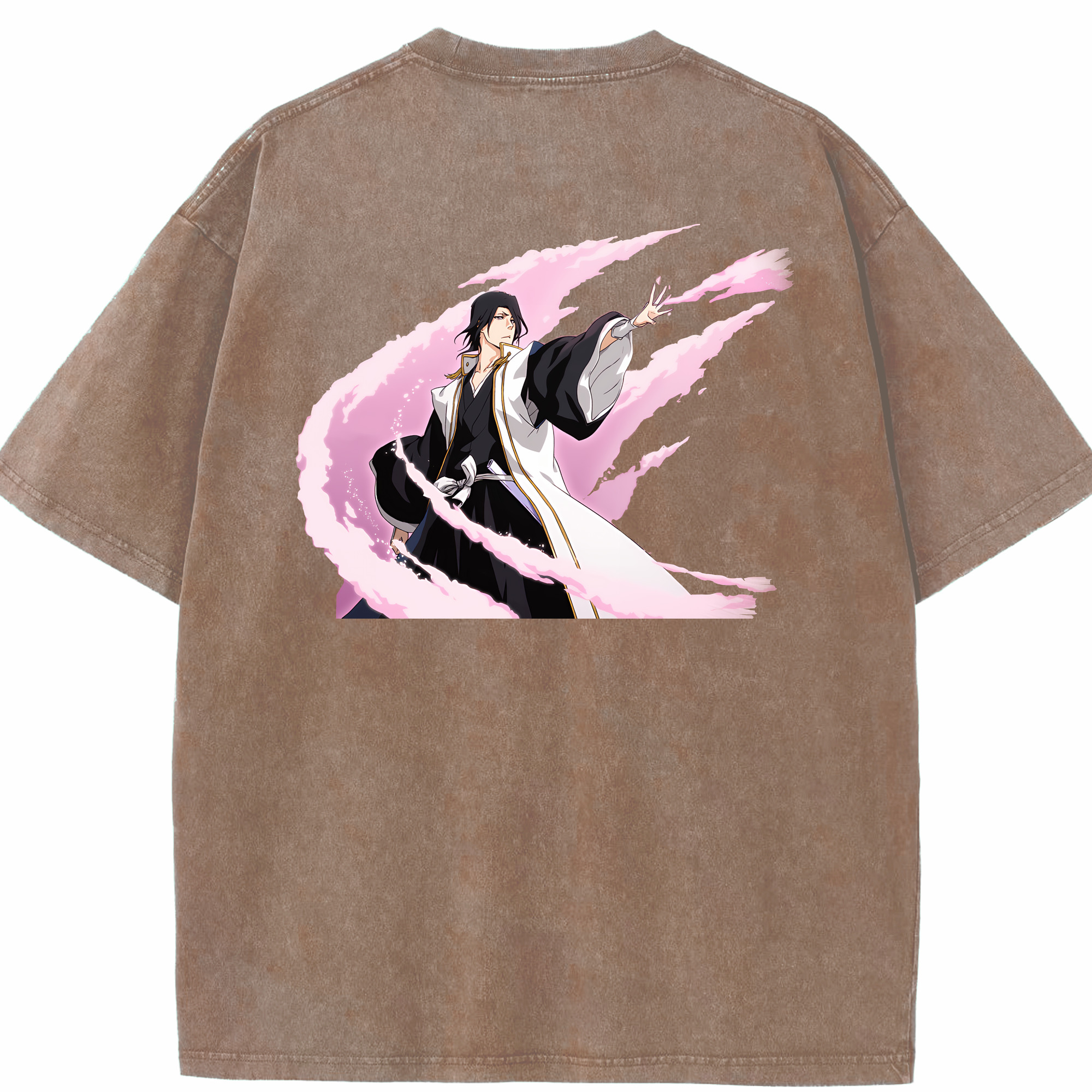 （画像用） ブリーチ くちき びゃくや BLEACH Kuchiki Byakuya 綿100% ヴィンテージ風 半袖Tシャツ（背面プリント）