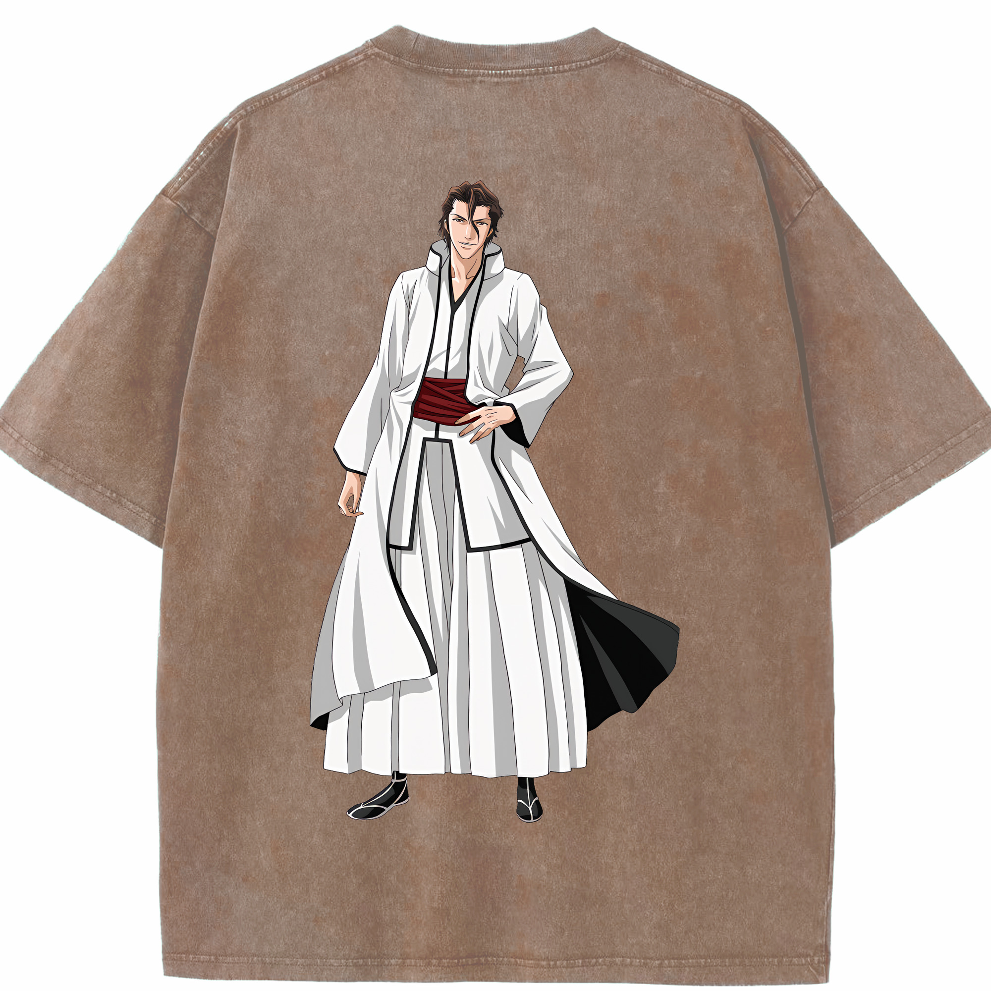 （画像用） ブリーチ 藍染 惣右介（あいぜん そうすけ） BLEACH Aizen Sousuke 綿100% ヴィンテージ風 半袖Tシャツ（背面プリント）