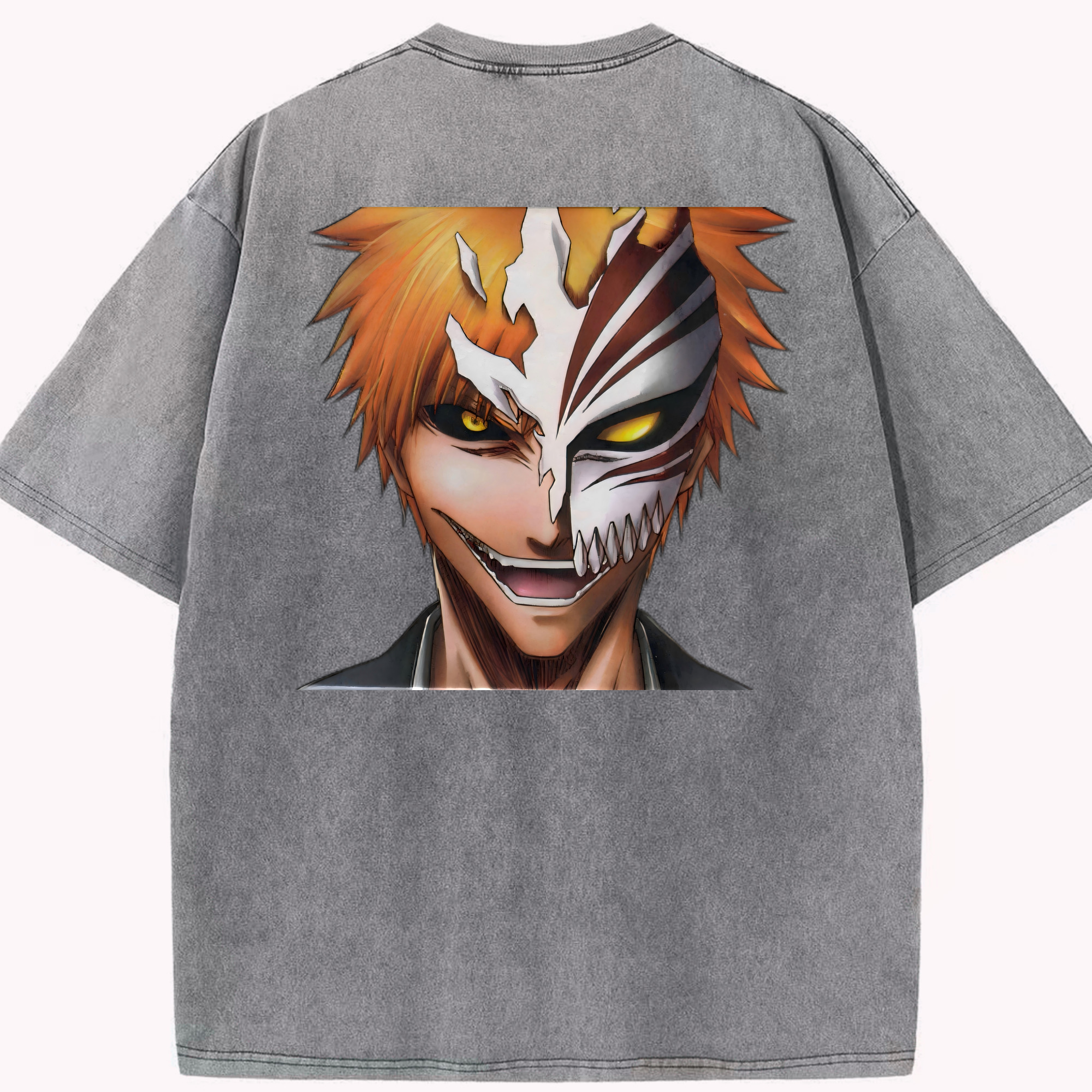 （画像用） ブリーチ 黒崎一護（くろさき いちご）BLEACH Kurosaki Ichigo 綿100% ヴィンテージ風 半袖Tシャツ（背面プリント）