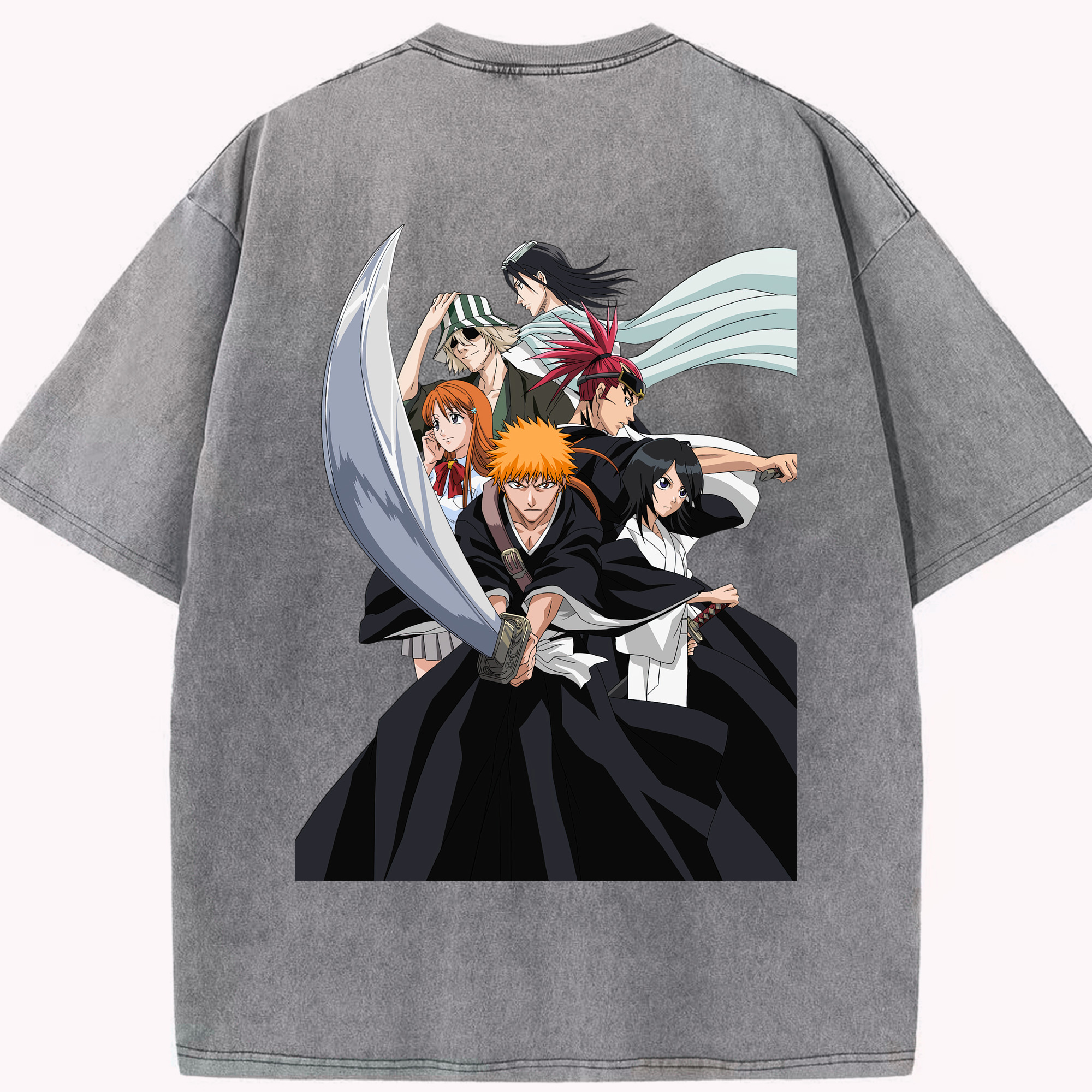 （画像用） ブリーチ 黒崎一護（くろさき いちご）BLEACH Kurosaki Ichigo 綿100% ヴィンテージ風 半袖Tシャツ（背面プリント）