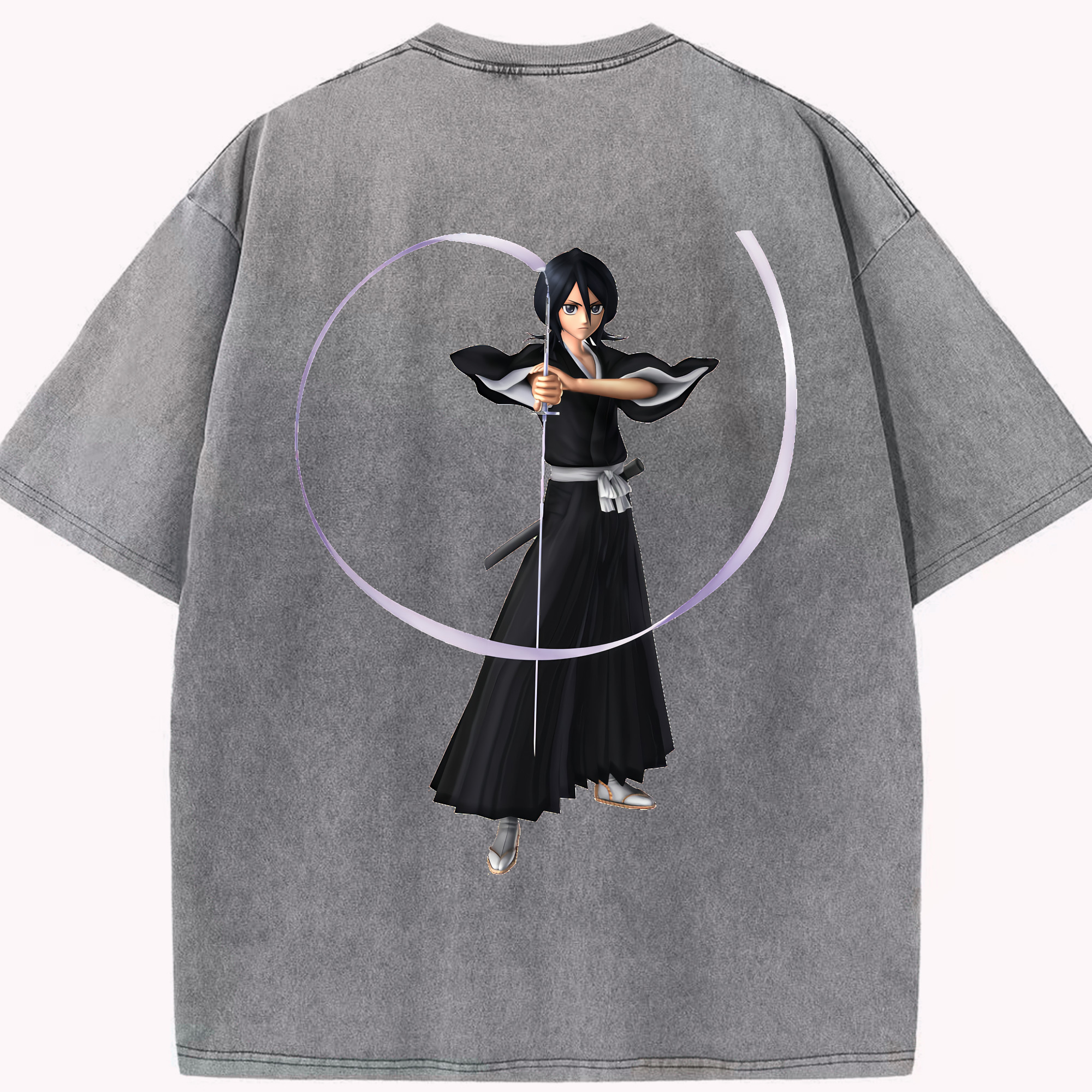 （画像用） ブリーチ 朽木ルキア BLEACH Kuchiki Rukia 綿100% ヴィンテージ風 半袖Tシャツ（背面プリント）