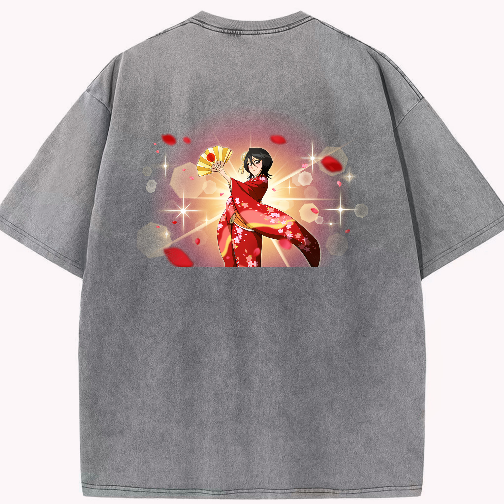 （画像用） ブリーチ 朽木ルキア BLEACH Kuchiki Rukia 綿100% ヴィンテージ風 半袖Tシャツ（背面プリント）