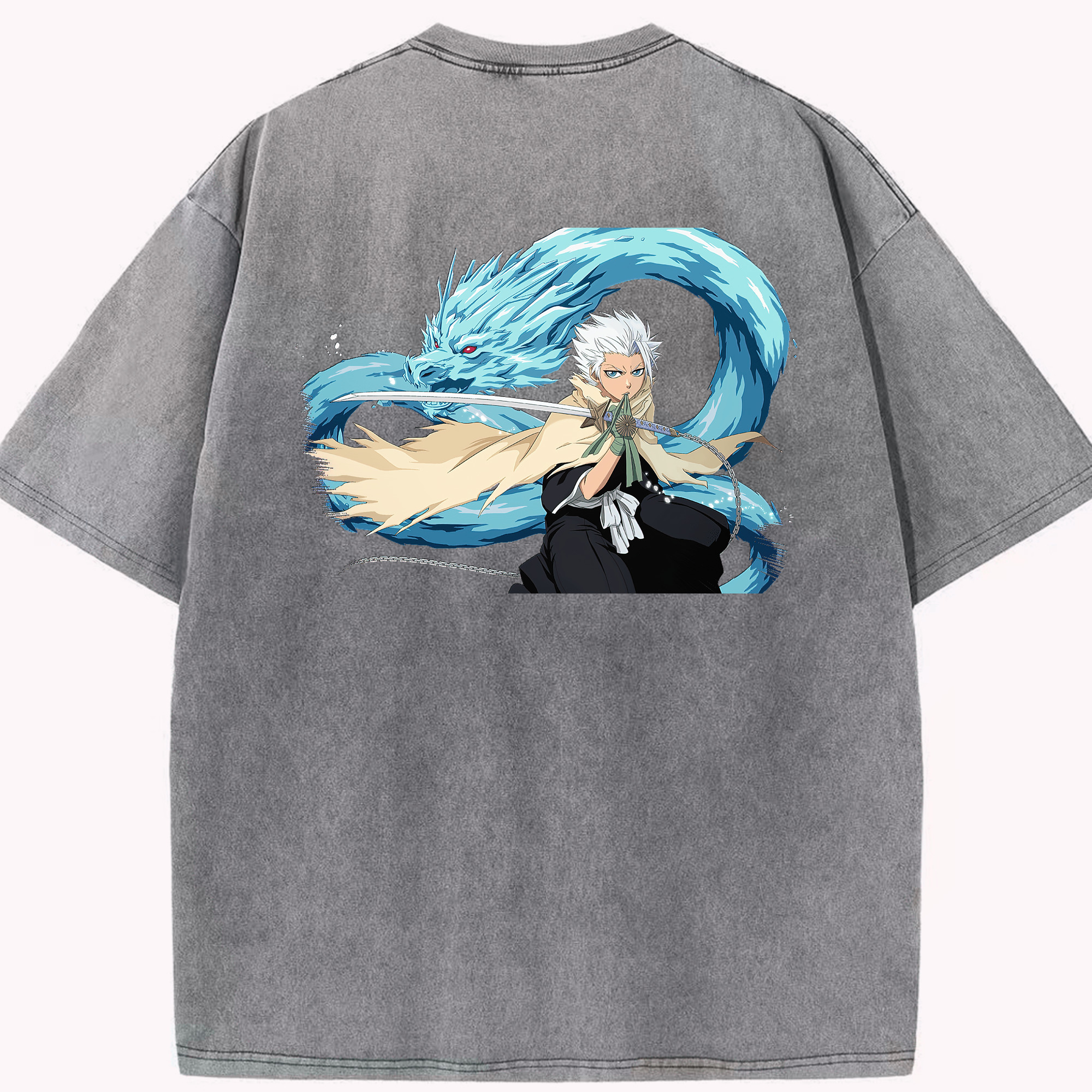 （画像用） ブリーチ 日番谷冬獅郎（ひつがや とうしろう） BLEACH Hitsugaya Toushirou 綿100% ヴィンテージ風 半袖Tシャツ（背面プリント）