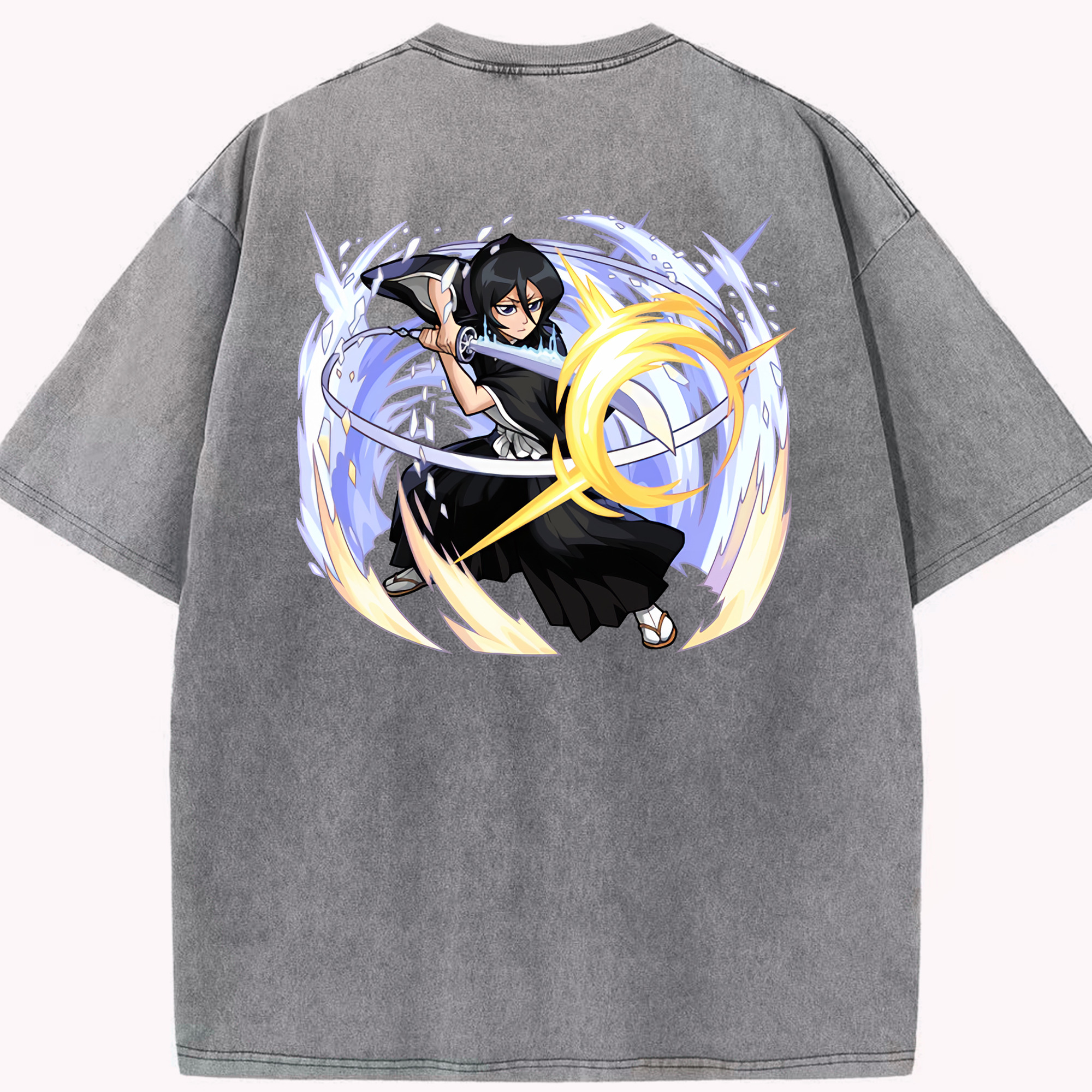 （画像用） ブリーチ 朽木ルキア BLEACH Kuchiki Rukia 綿100% ヴィンテージ風 半袖Tシャツ（背面プリント）