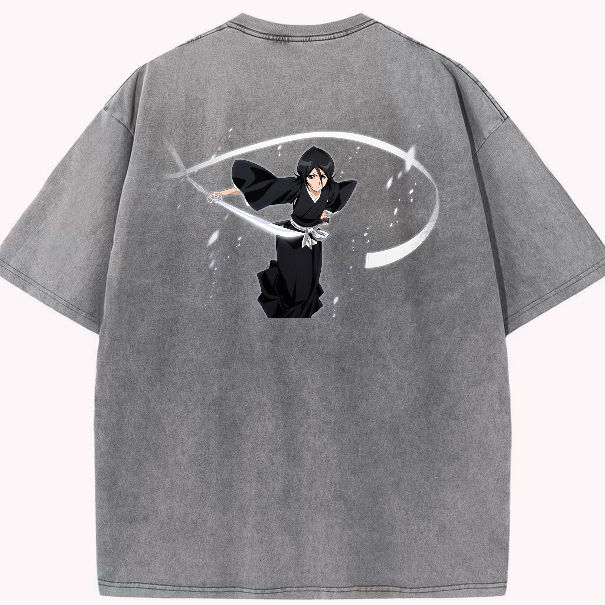 （画像用） ブリーチ 朽木ルキア BLEACH Kuchiki Rukia 綿100% ヴィンテージ風 半袖Tシャツ（背面プリント）