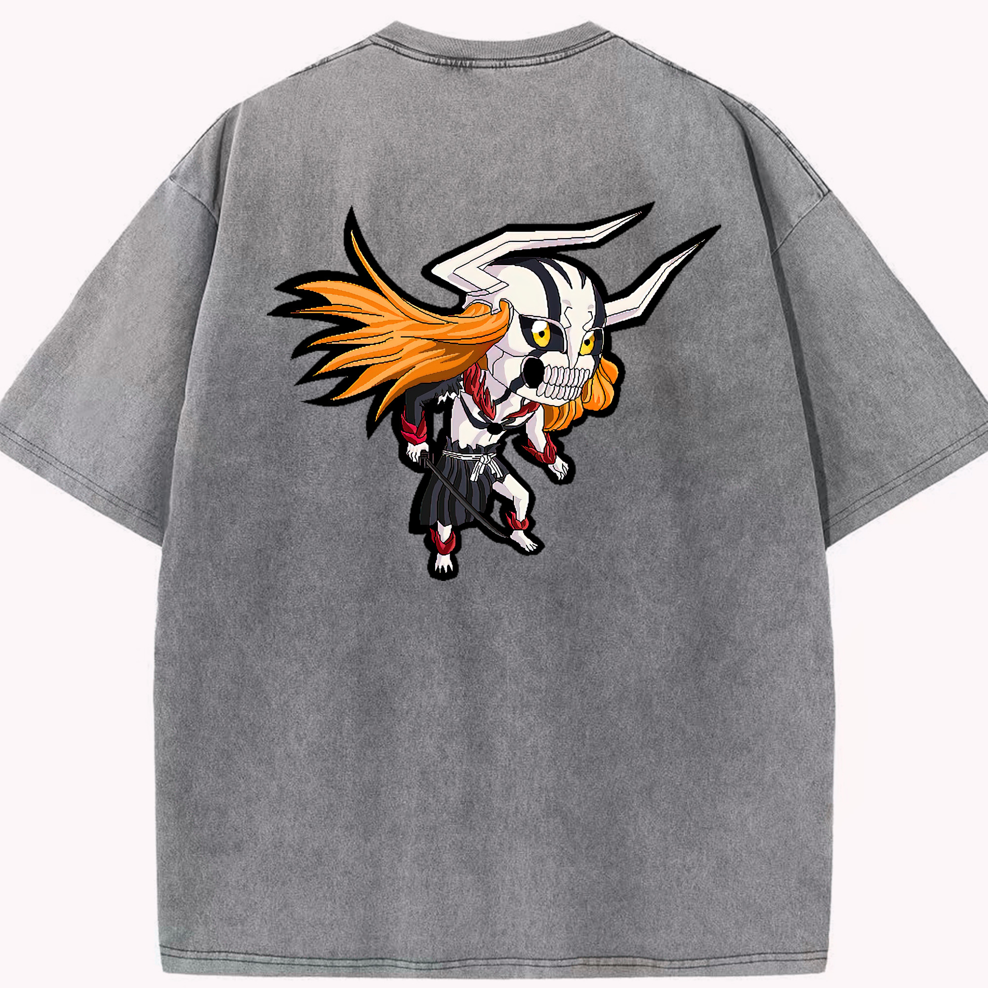 （画像用） ブリーチ 黒崎一護（くろさき いちご）BLEACH Kurosaki Ichigo 綿100% ヴィンテージ風 半袖Tシャツ（背面プリント）