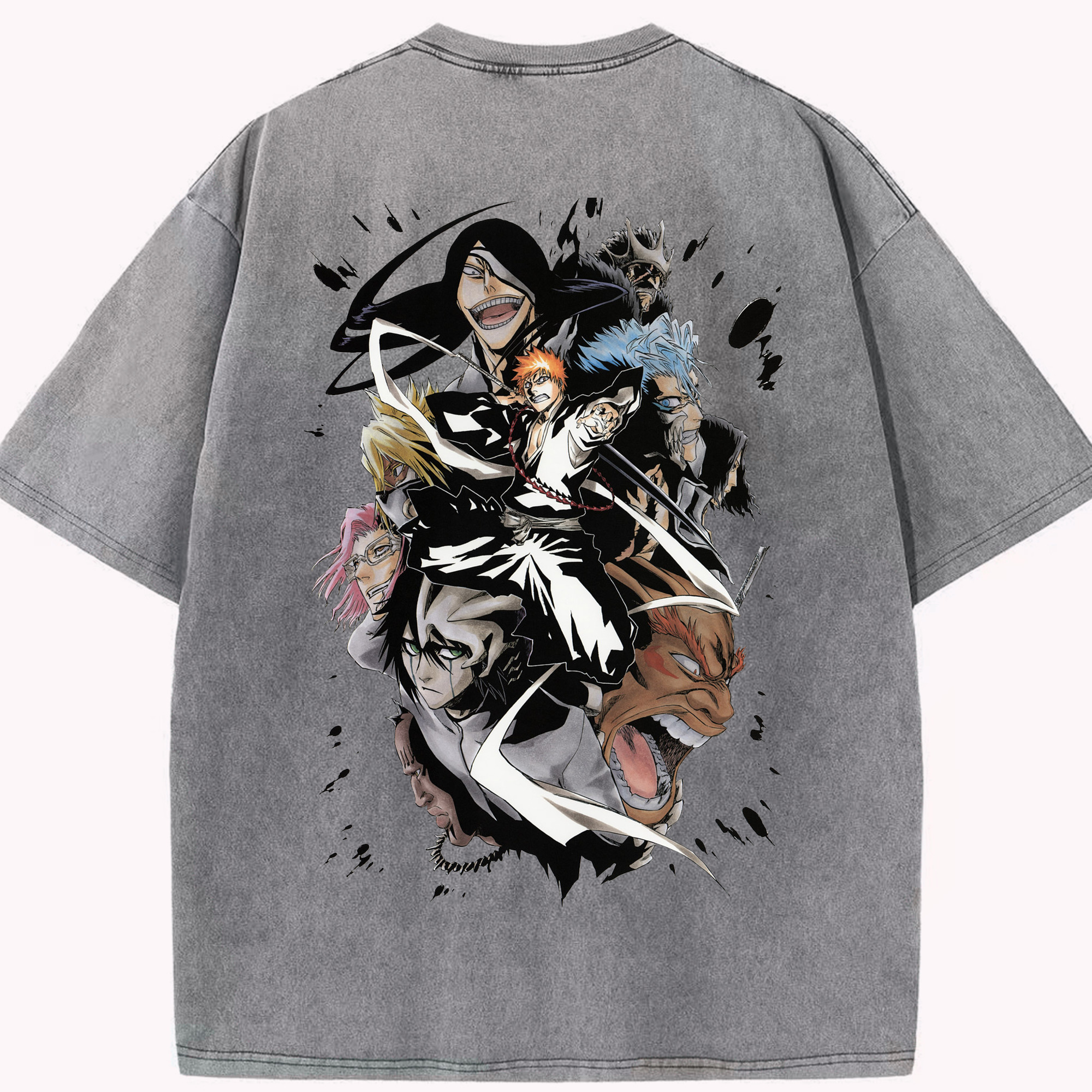 （画像用） ブリーチ 黒崎一護（くろさき いちご）BLEACH Kurosaki Ichigo 綿100% ヴィンテージ風 半袖Tシャツ（背面プリント）