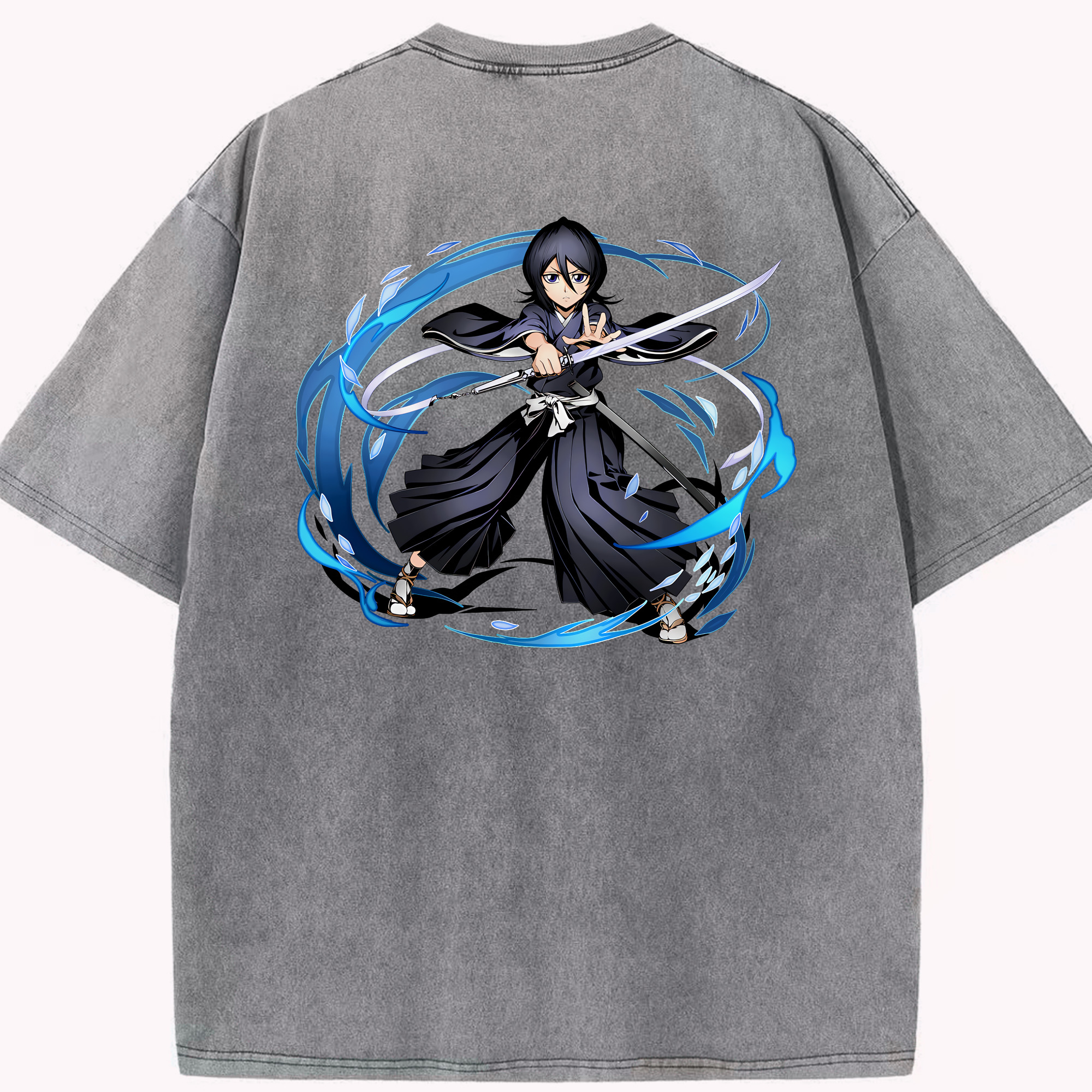（画像用） ブリーチ 朽木ルキア BLEACH Kuchiki Rukia 綿100% ヴィンテージ風 半袖Tシャツ（背面プリント）