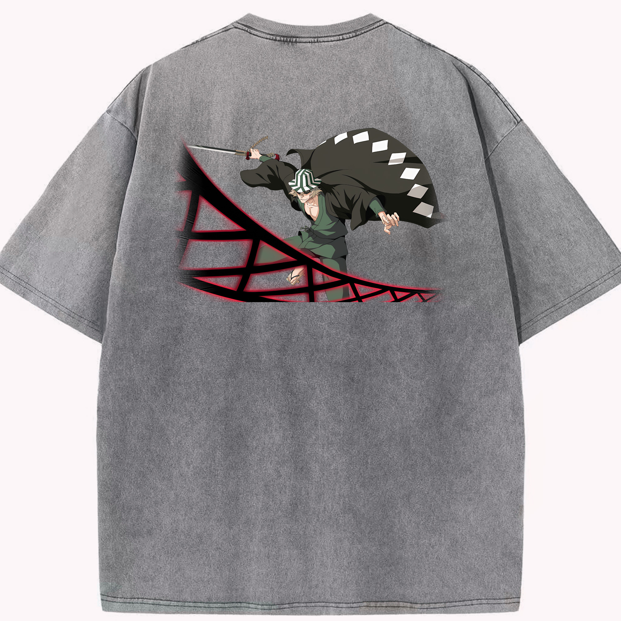 （画像用） "ブリーチ 浦原 喜助（うらはら きすけ） BLEACH Urahara Kisuke " 綿100% ヴィンテージ風 半袖Tシャツ（背面プリント）