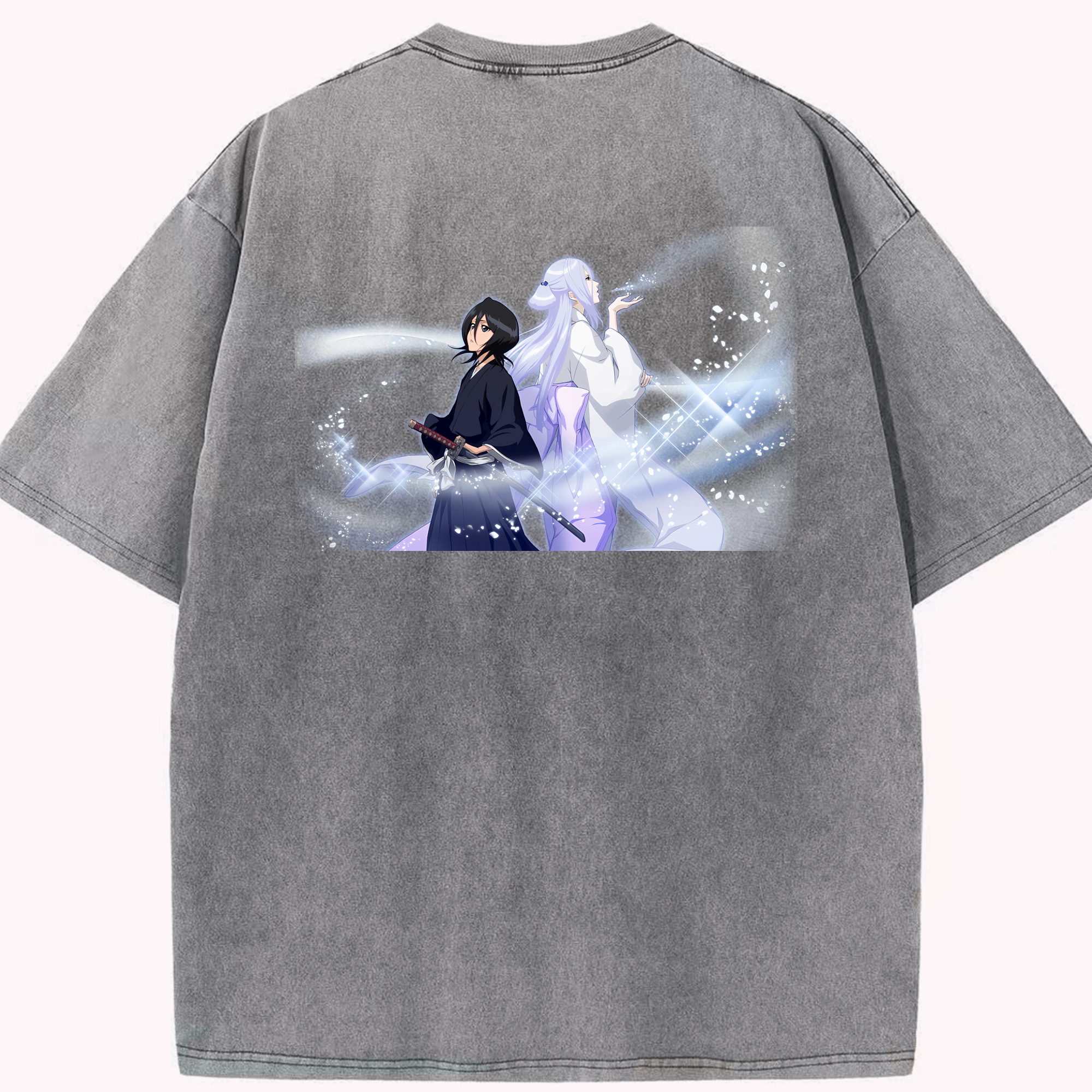 （画像用） ブリーチ 朽木ルキア BLEACH Kuchiki Rukia 綿100% ヴィンテージ風 半袖Tシャツ（背面プリント）
