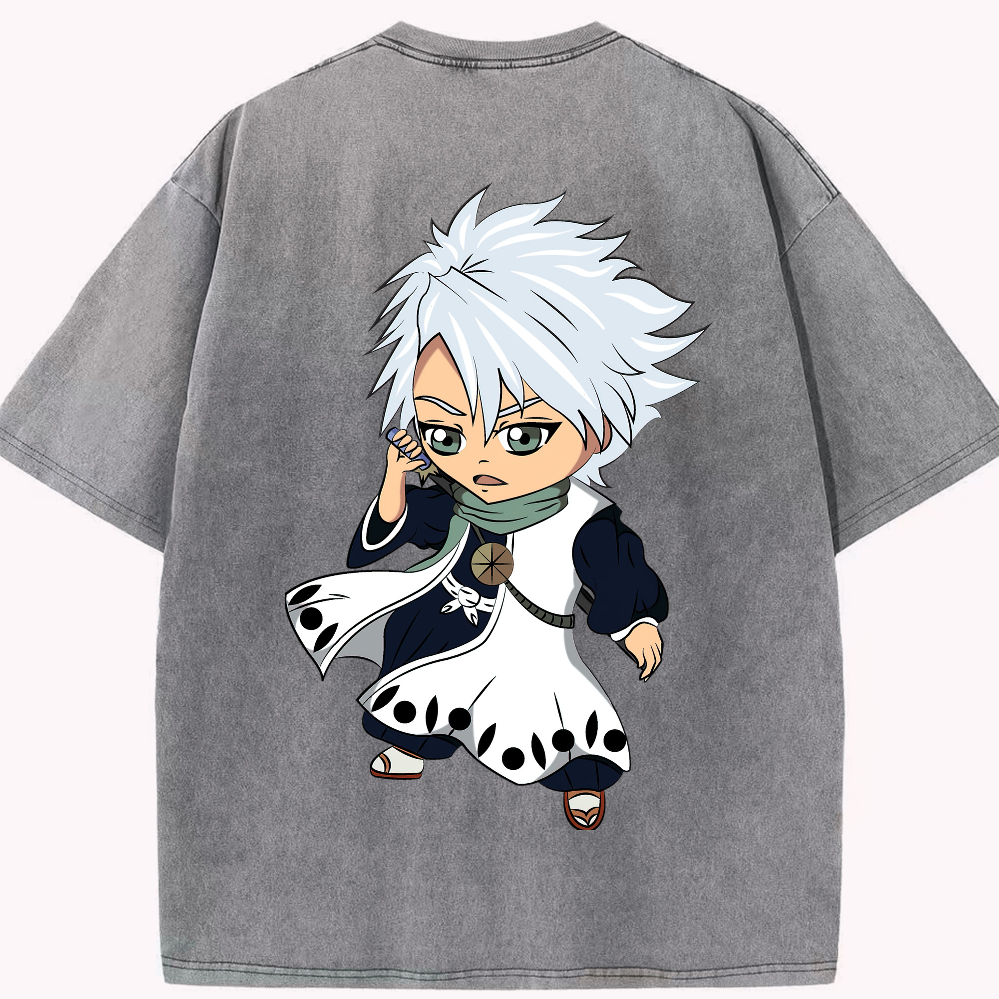 （画像用） ブリーチ 日番谷冬獅郎（ひつがや とうしろう） BLEACH Hitsugaya Toushirou 綿100% ヴィンテージ風 半袖Tシャツ（背面プリント）