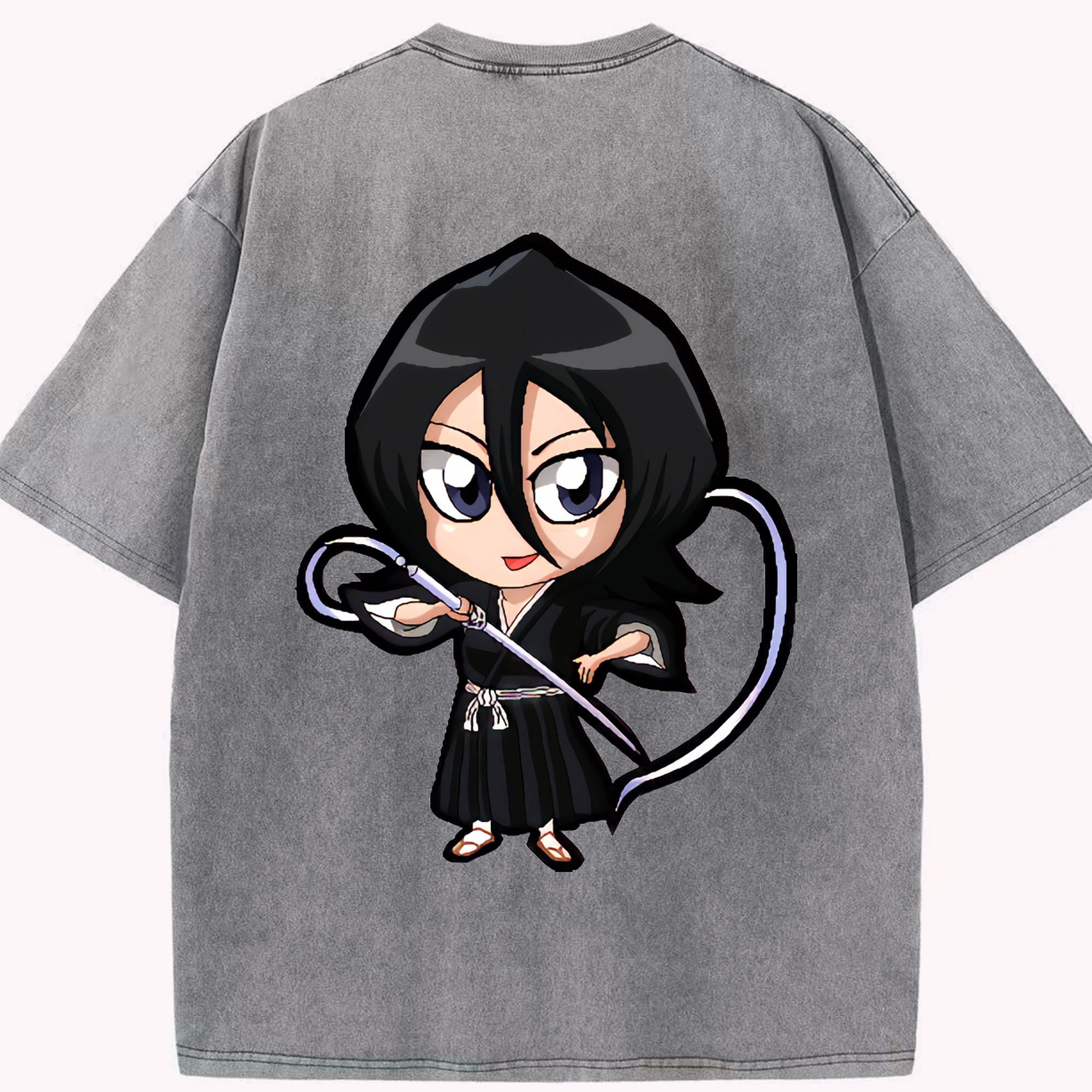 （画像用） ブリーチ 朽木ルキア BLEACH Kuchiki Rukia 綿100% ヴィンテージ風 半袖Tシャツ（背面プリント）